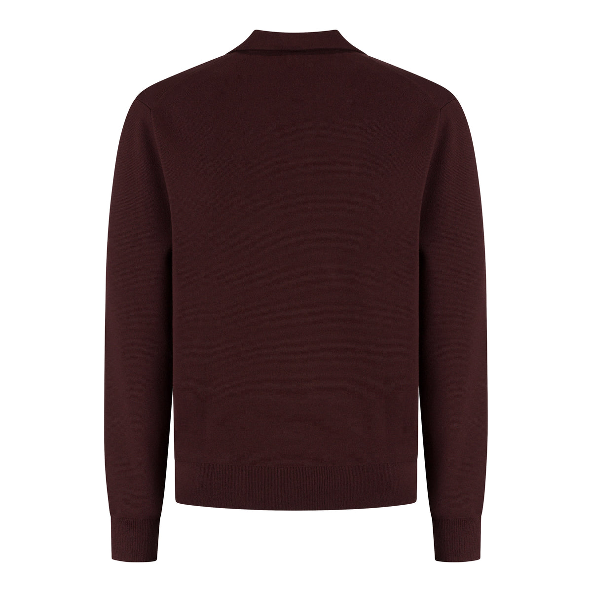 Cotton Merino Heavy Knit Buttoned Polo - Burgundy