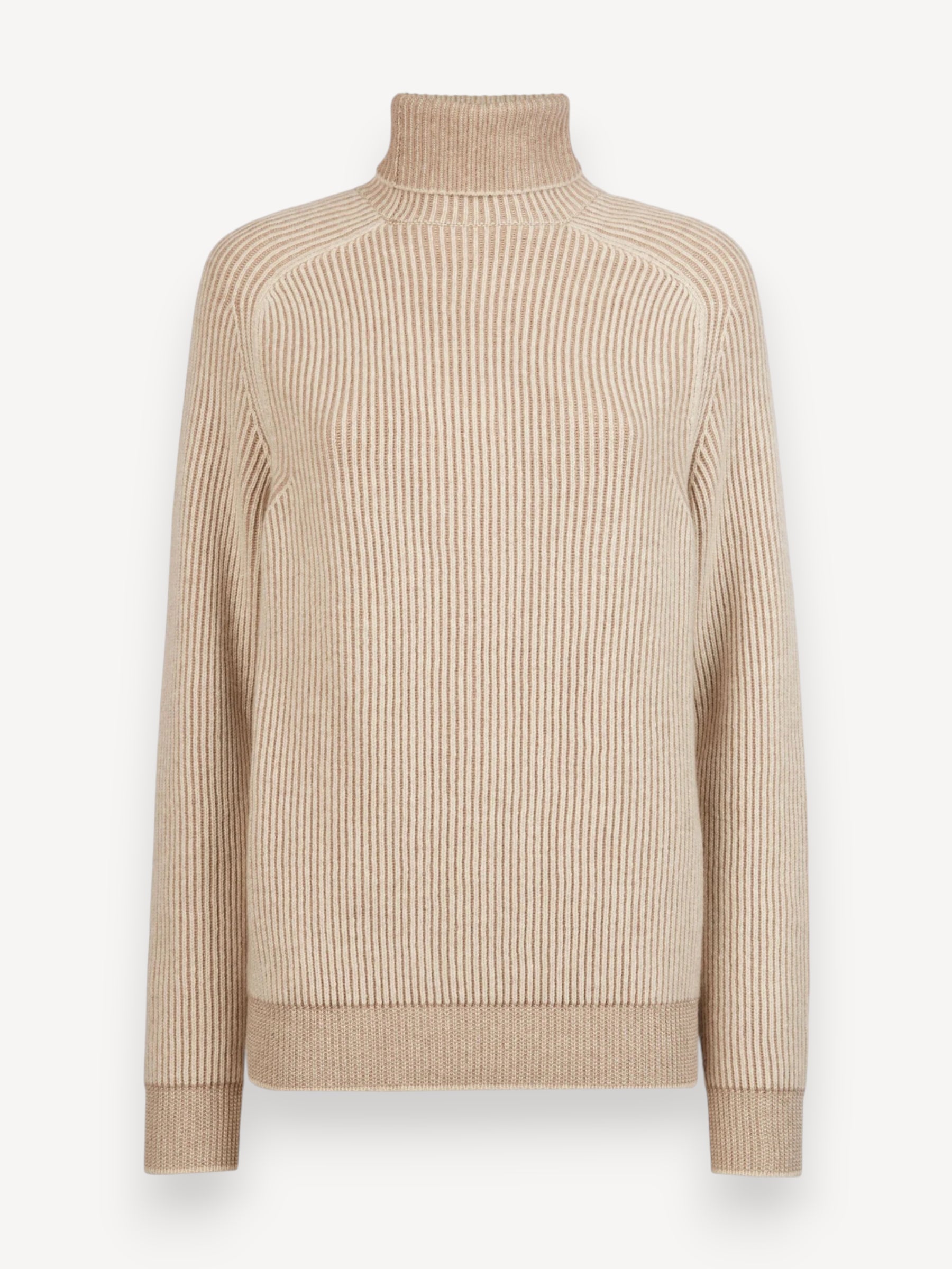 Cashmere Ribbed Turtleneck - Beige