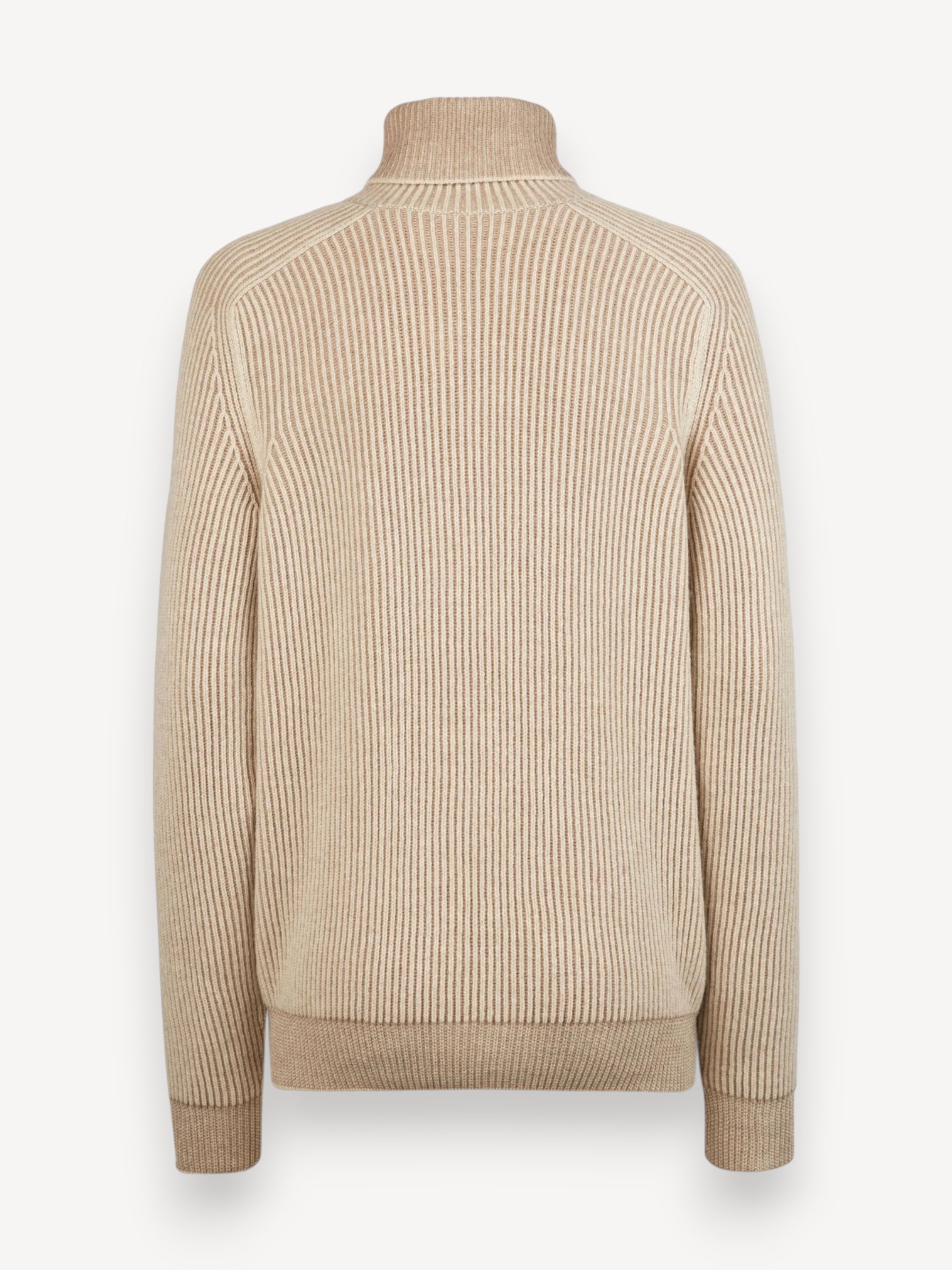 Cashmere Ribbed Turtleneck - Beige