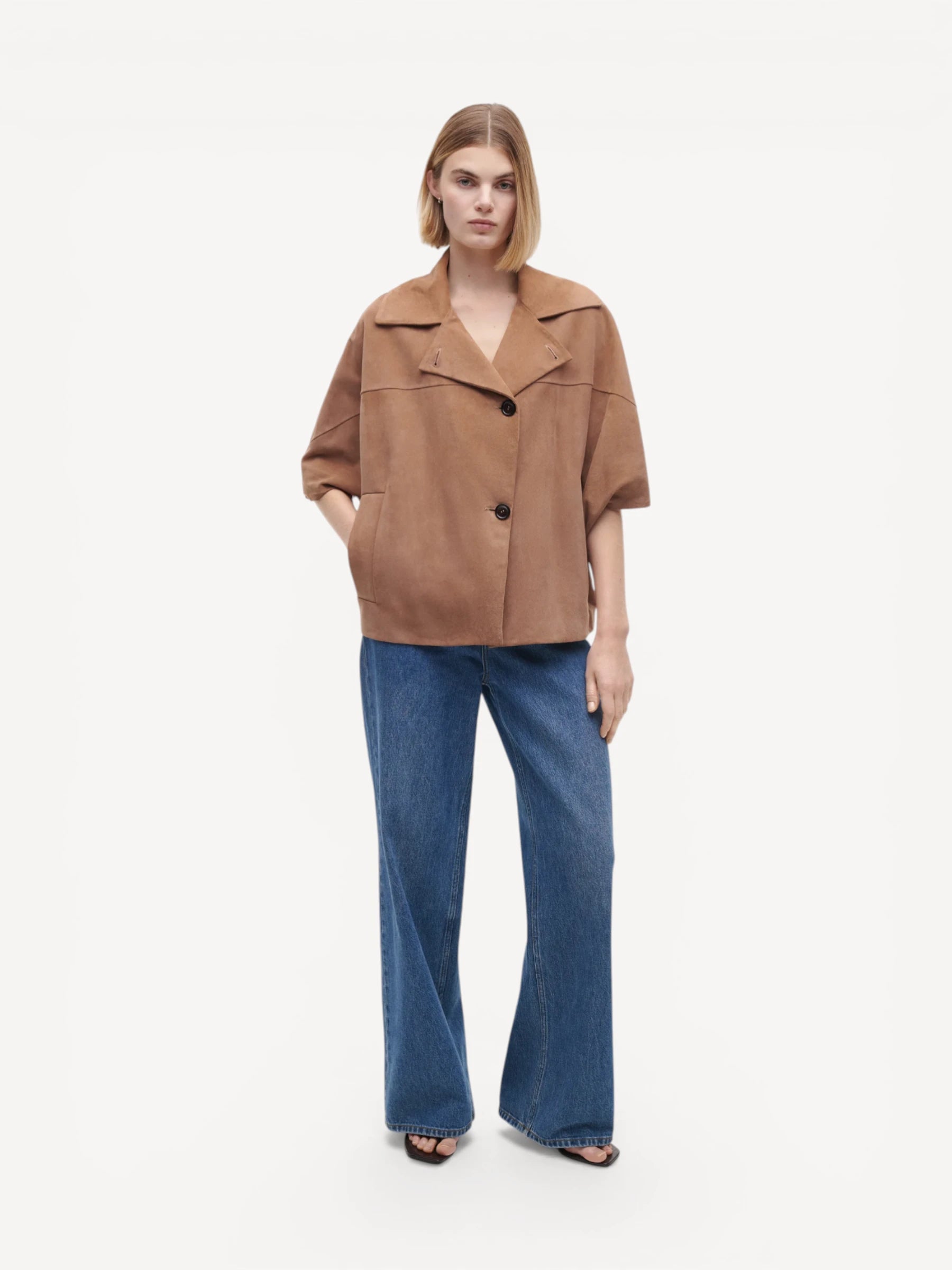 Clara Goat Suede Jacket - Mousse