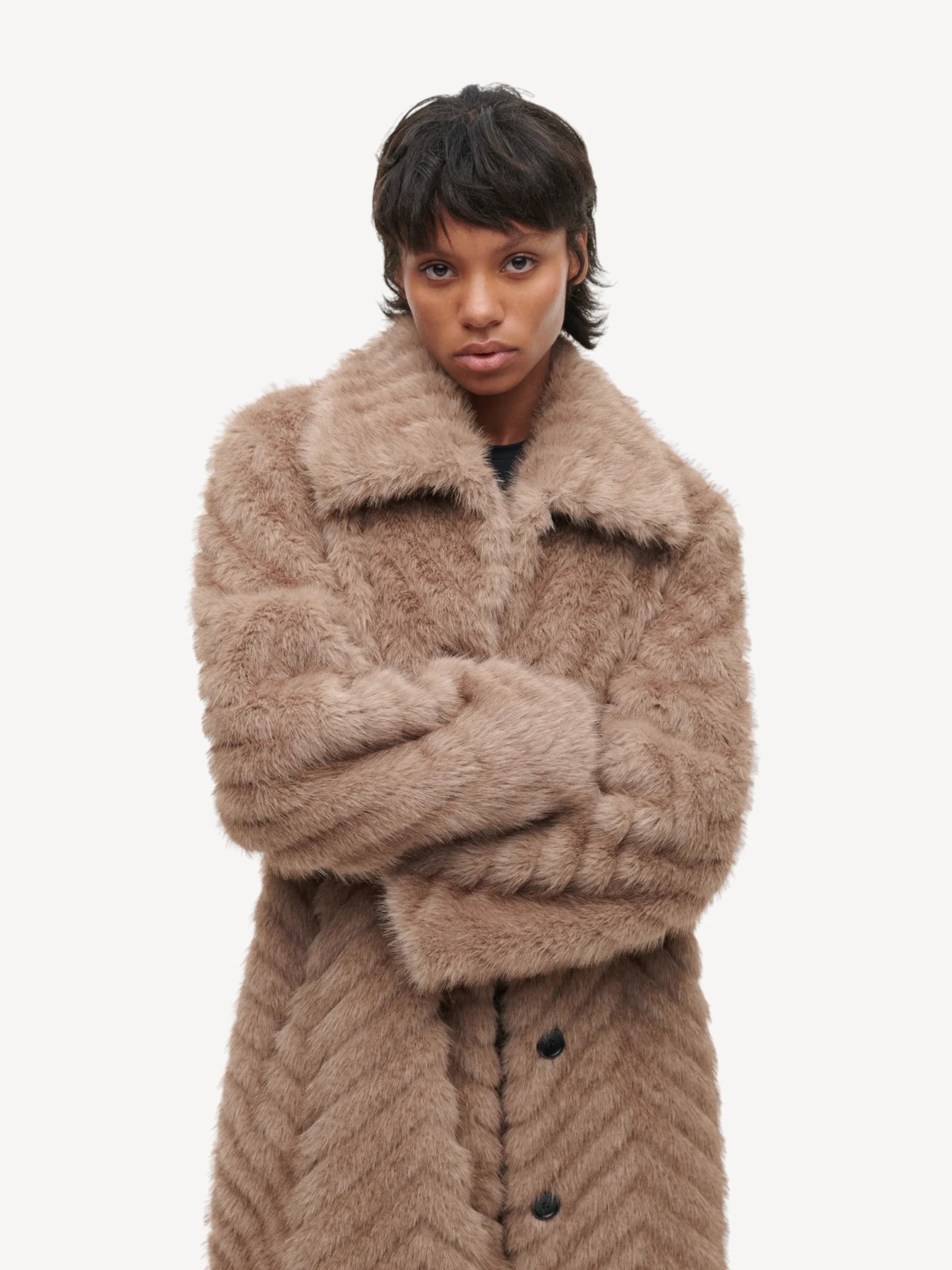 Scarlet Faux Fur Coat - Camel