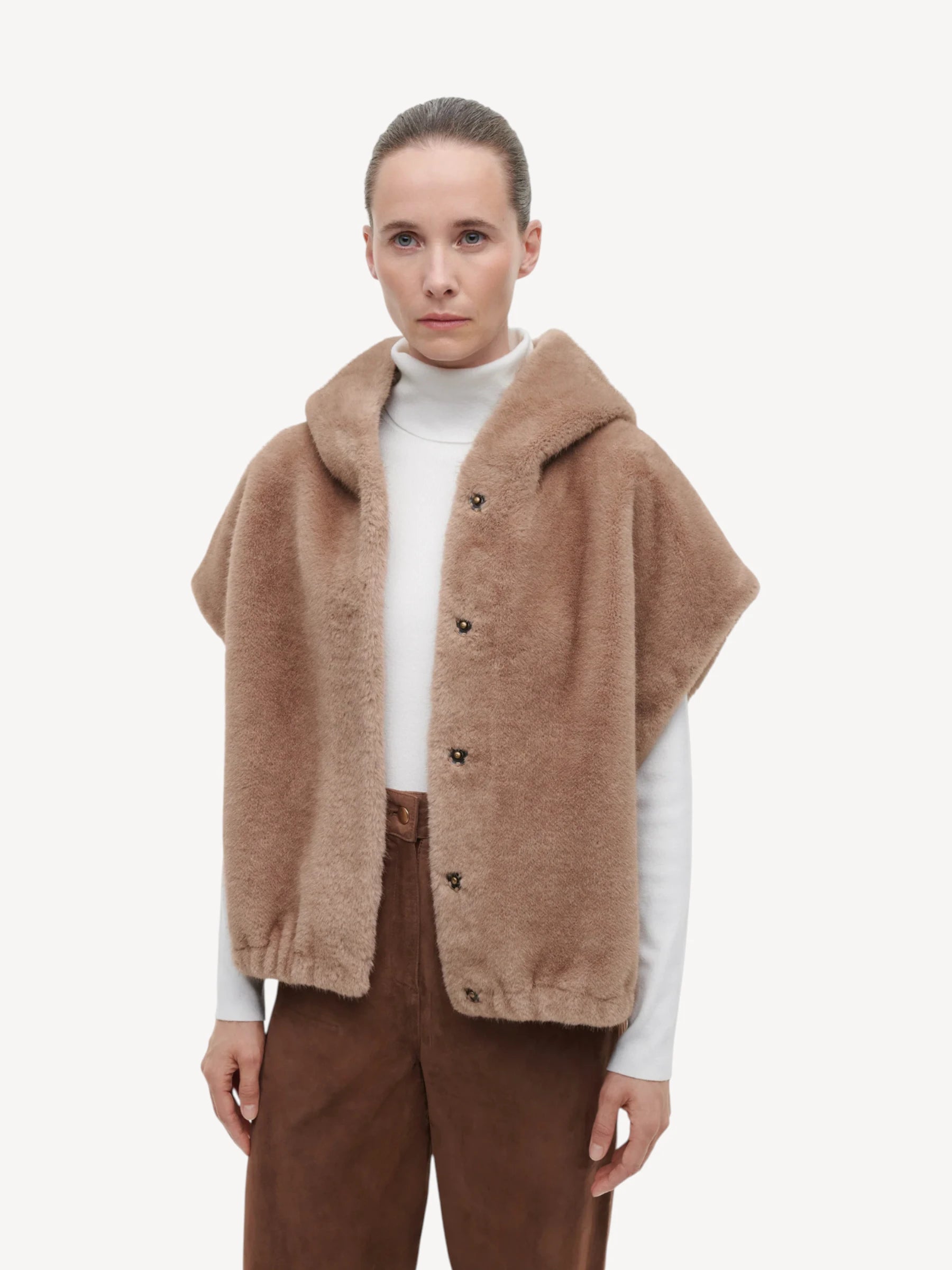 Olena Faux Fur Gilet - Camel