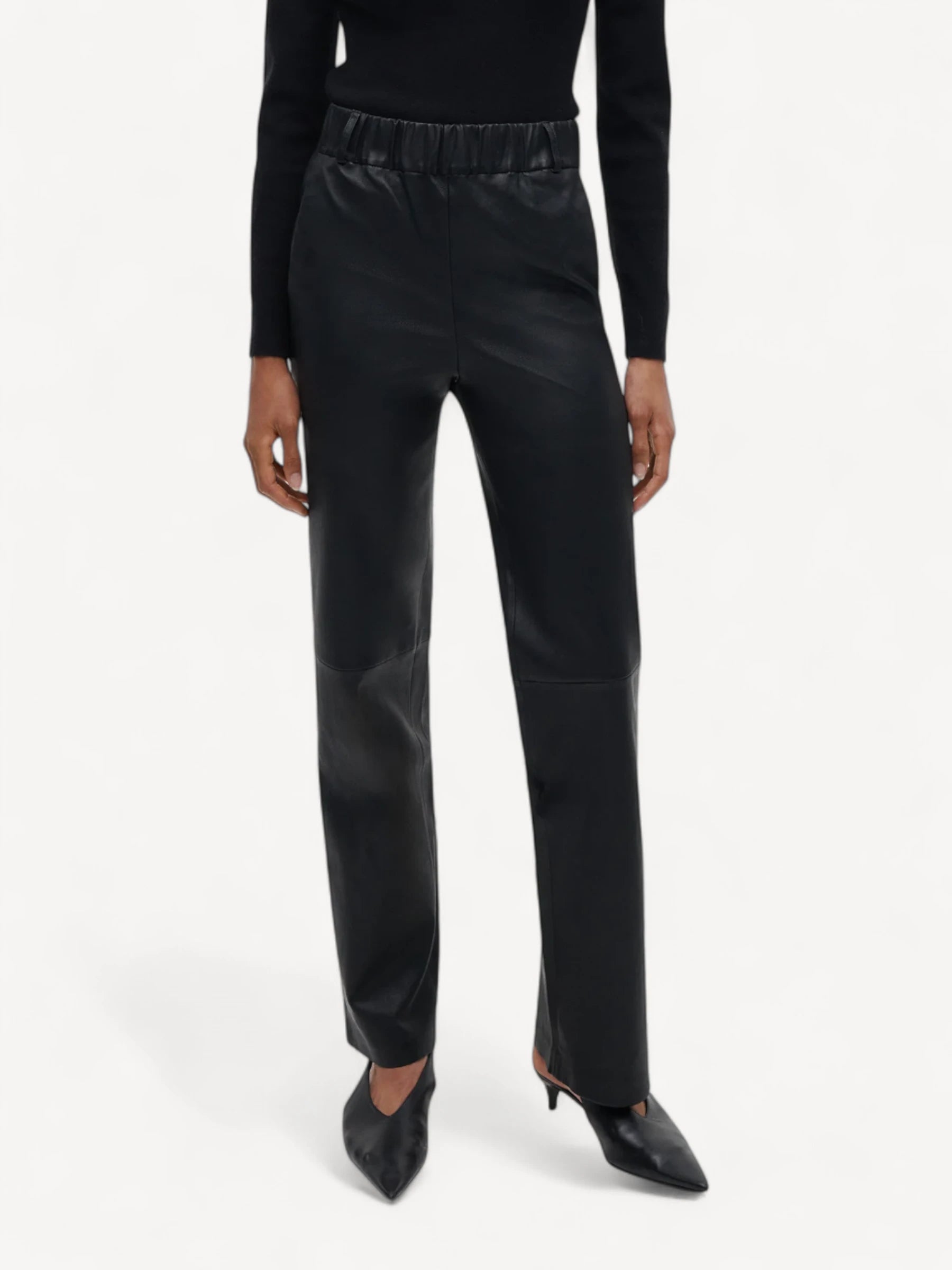 Ailis Stretch Leather Pants - Zwart