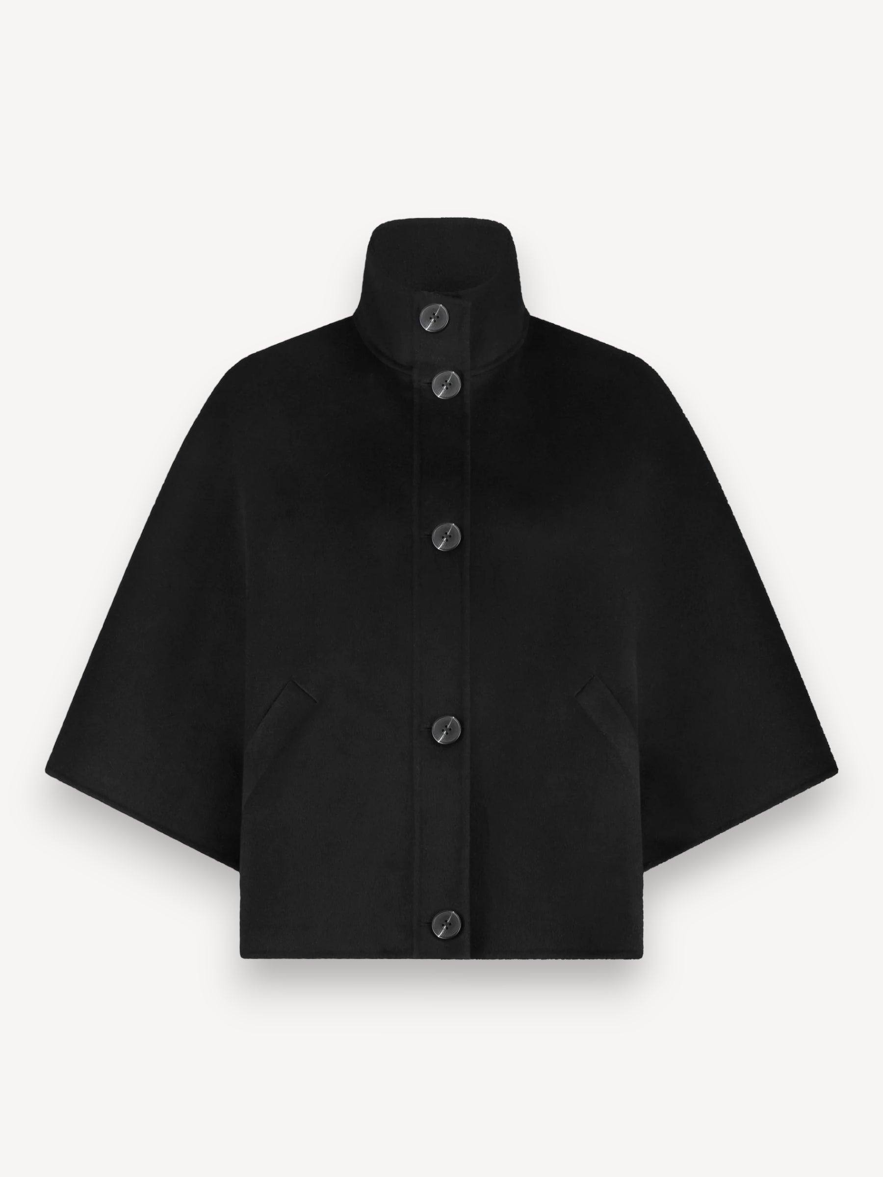 Liv Wool Blend Cape - Zwart