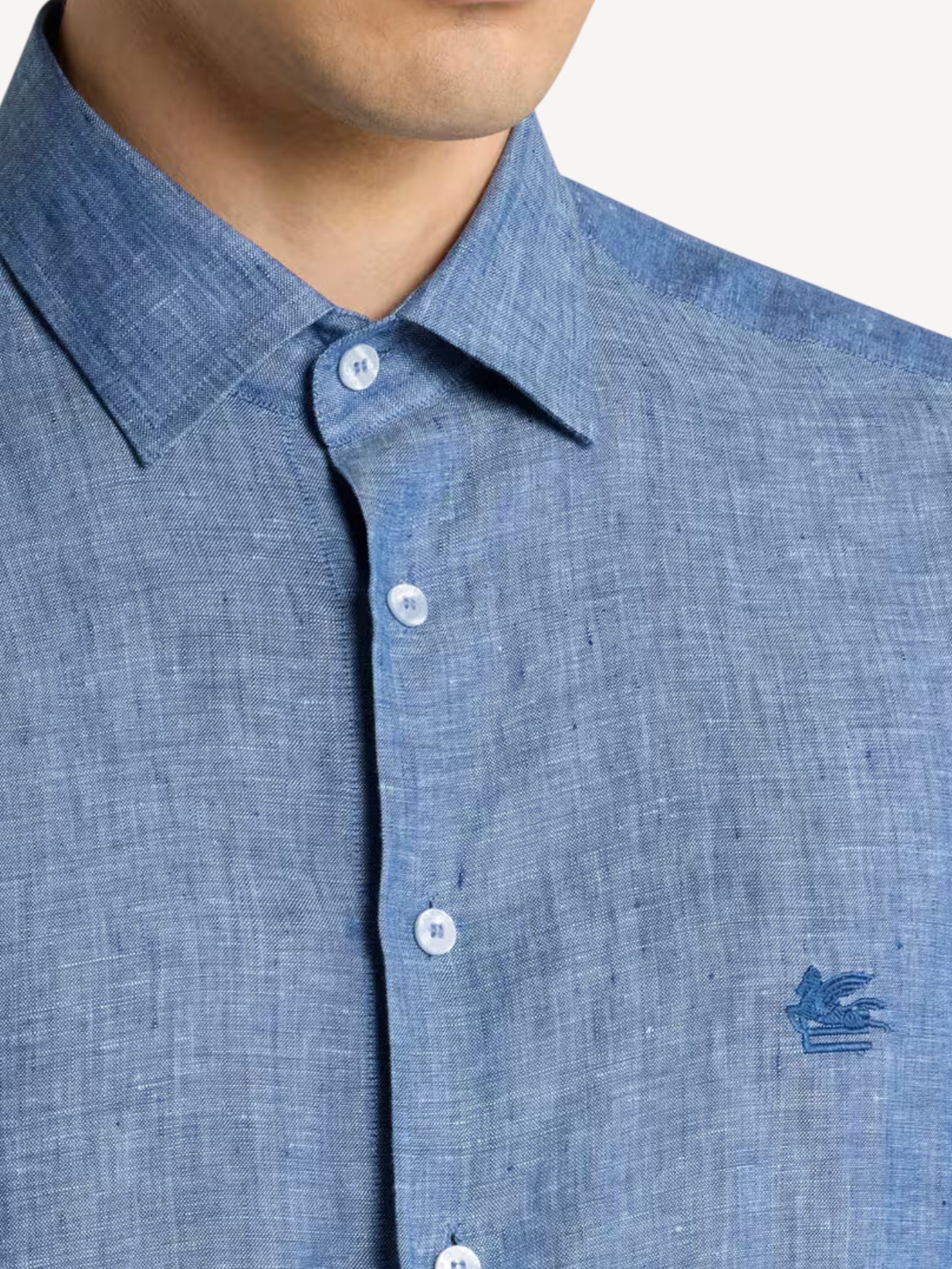 Linnen Shirt - Jeans Blauw