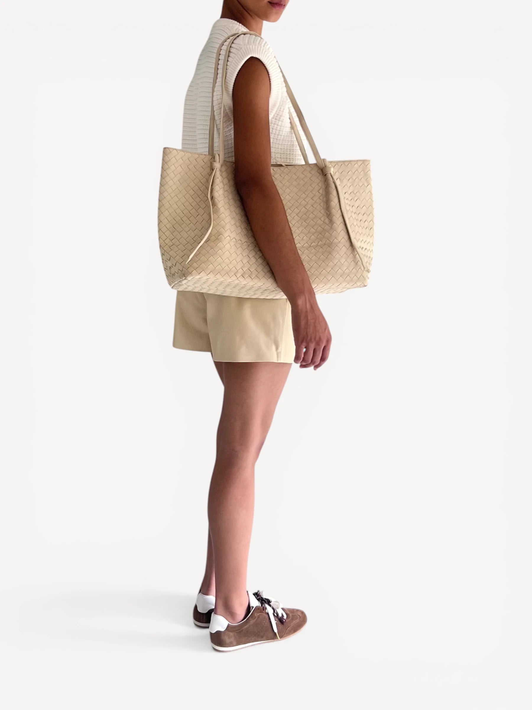 Leandra Woven Suede Bag - Butter