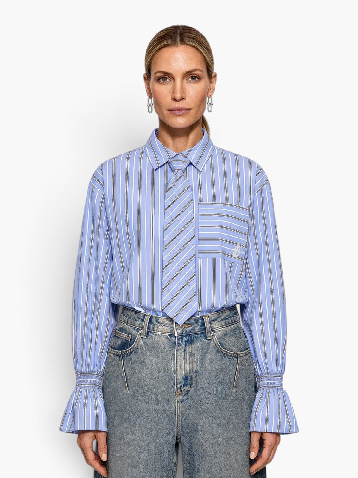 IBANA - Tayla Tie Blouse 302710124 - Lichtblauw