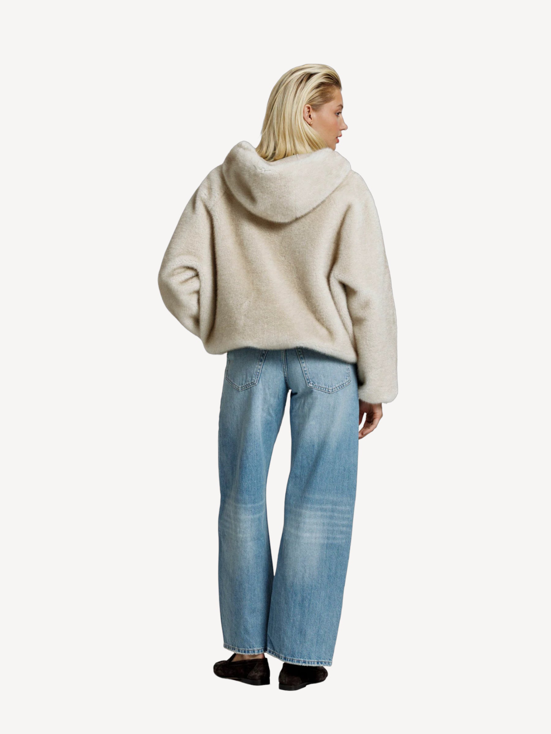Jada Faux Mink Jacket - Beige