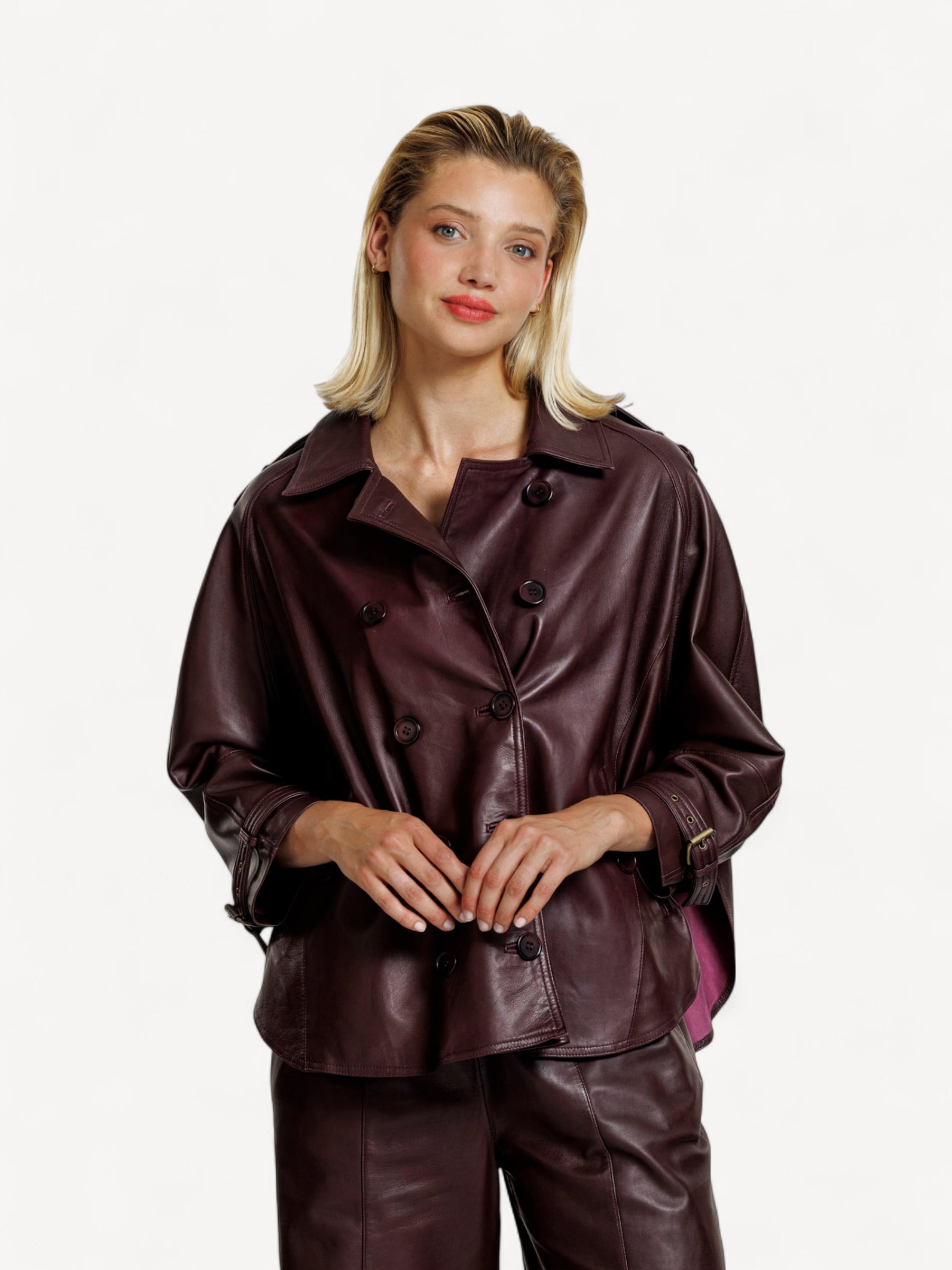 Bibi Leather Jacket - Burgundy