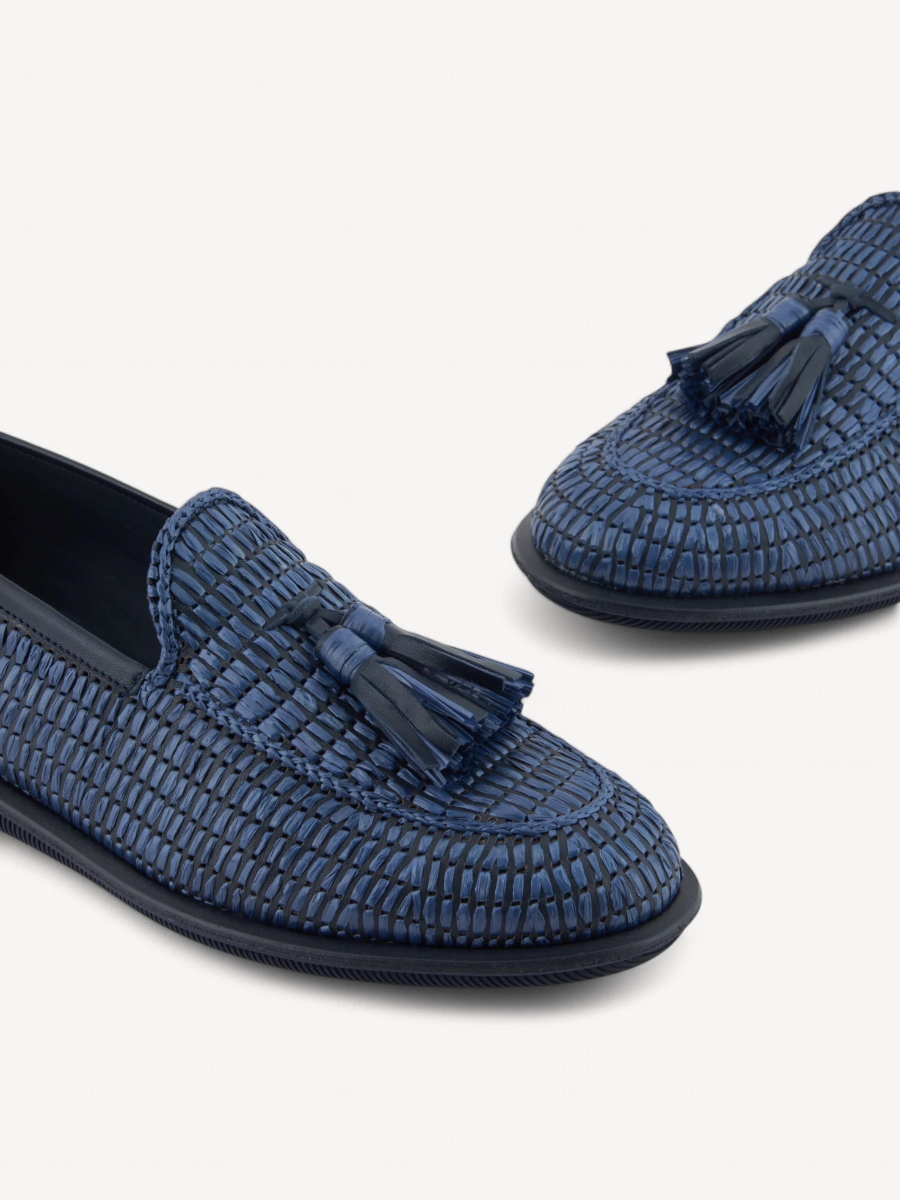 Braided Raffia Loafers - Donkerblauw