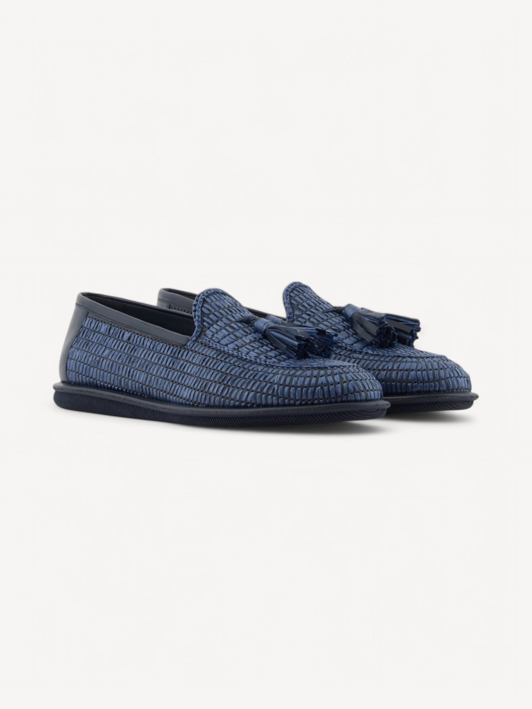 Braided Raffia Loafers - Donkerblauw