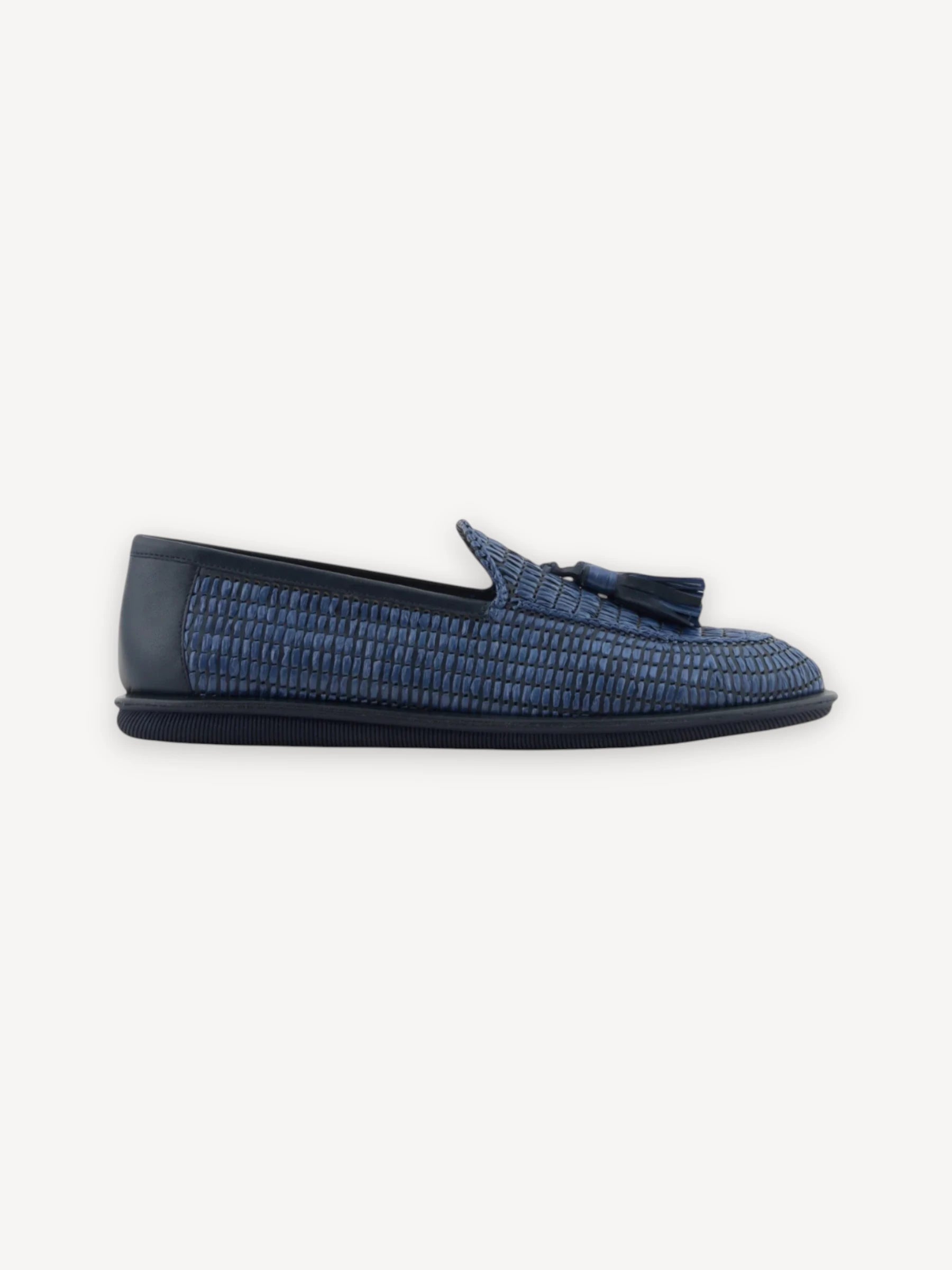 Braided Raffia Loafers - Donkerblauw