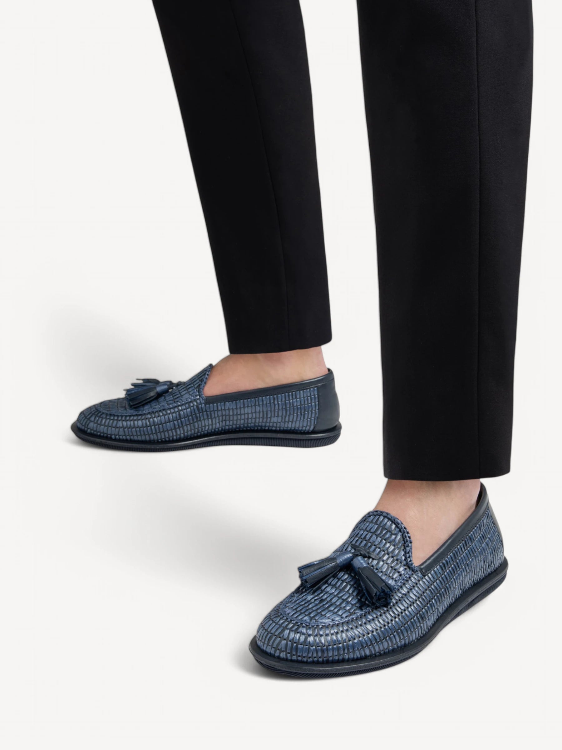 Braided Raffia Loafers - Donkerblauw