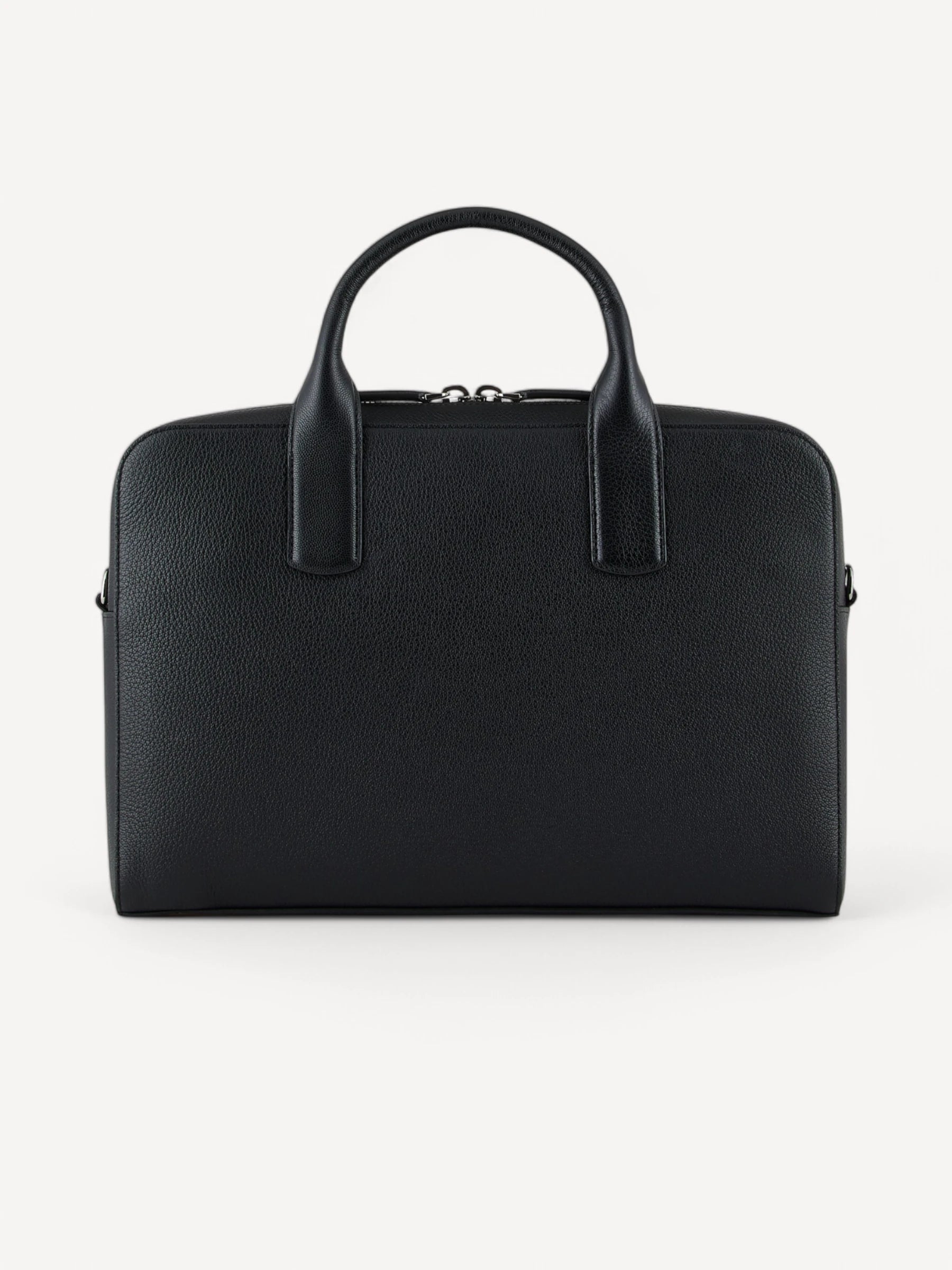 Pebbled Leather Briefcase - Zwart