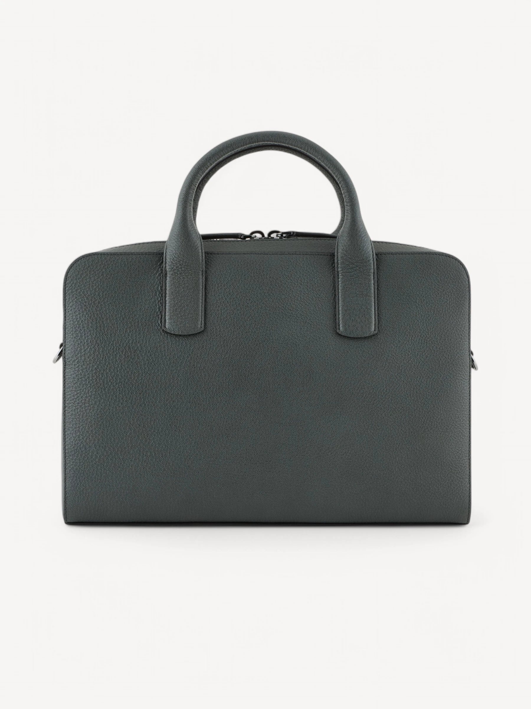 Pebbled Leather Briefcase - Grey