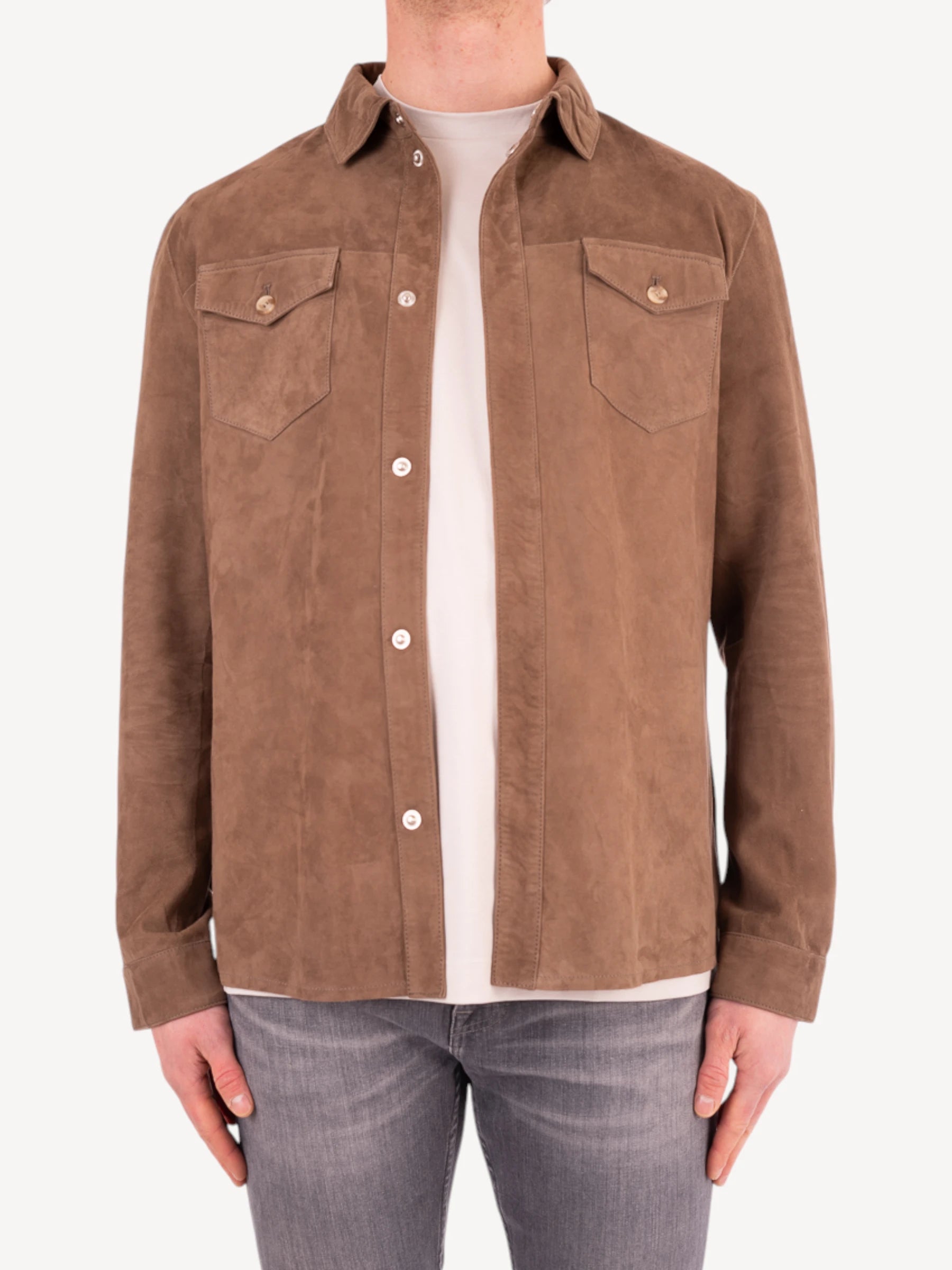 Rocco Suede Overshirt - Lichtbruin