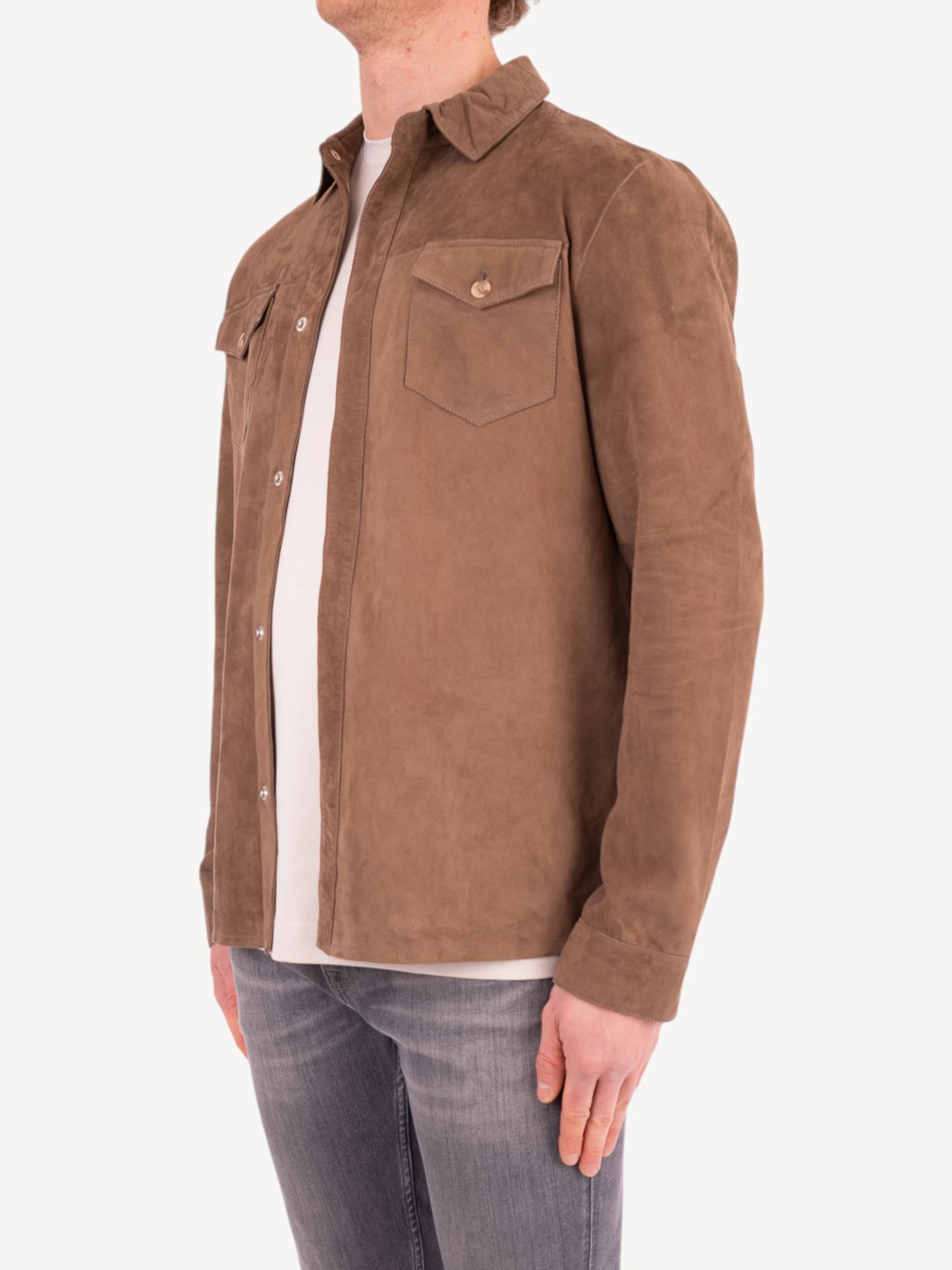 Rocco Suede Overshirt - Lichtbruin