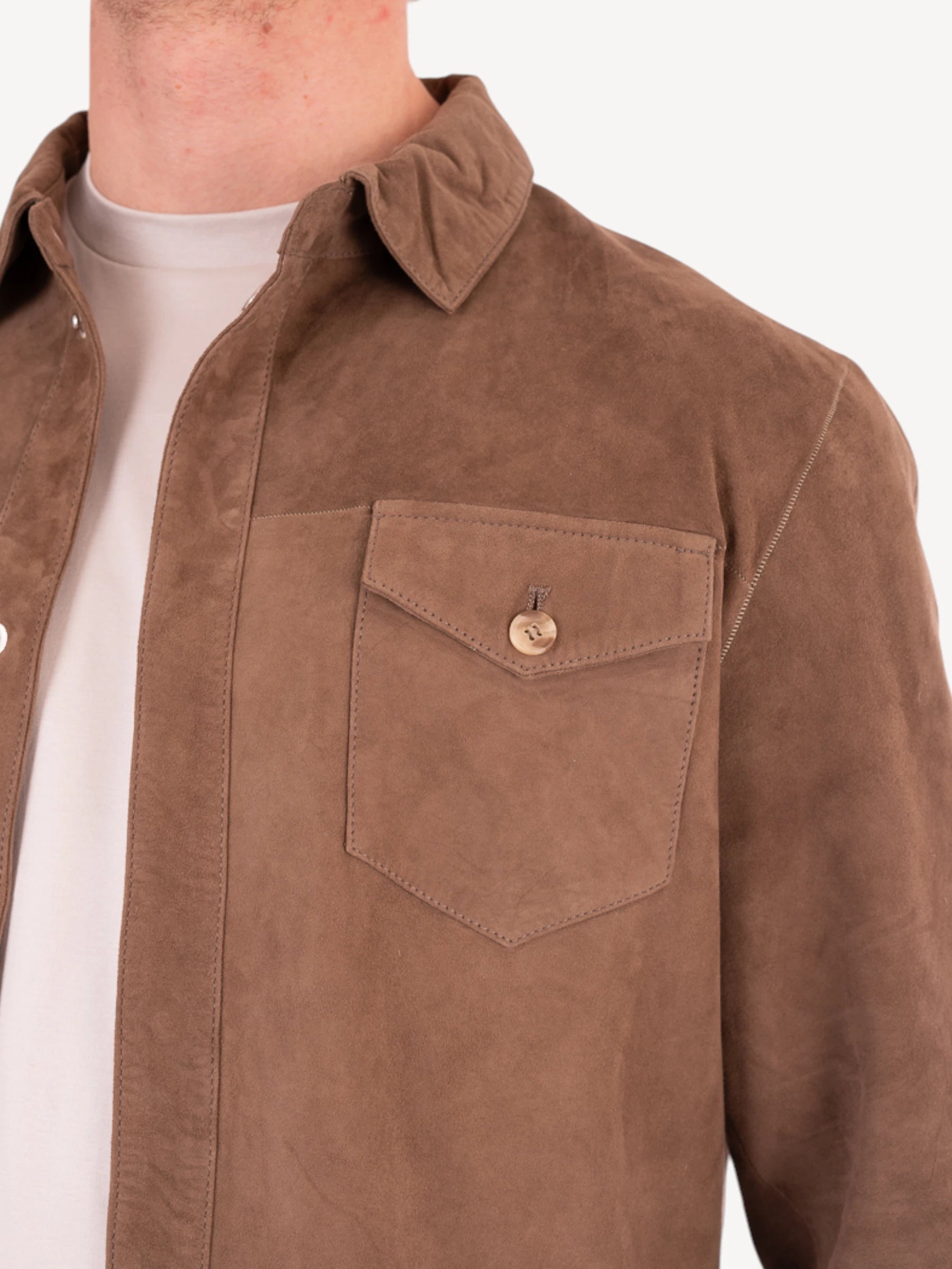 Rocco Suede Overshirt - Lichtbruin