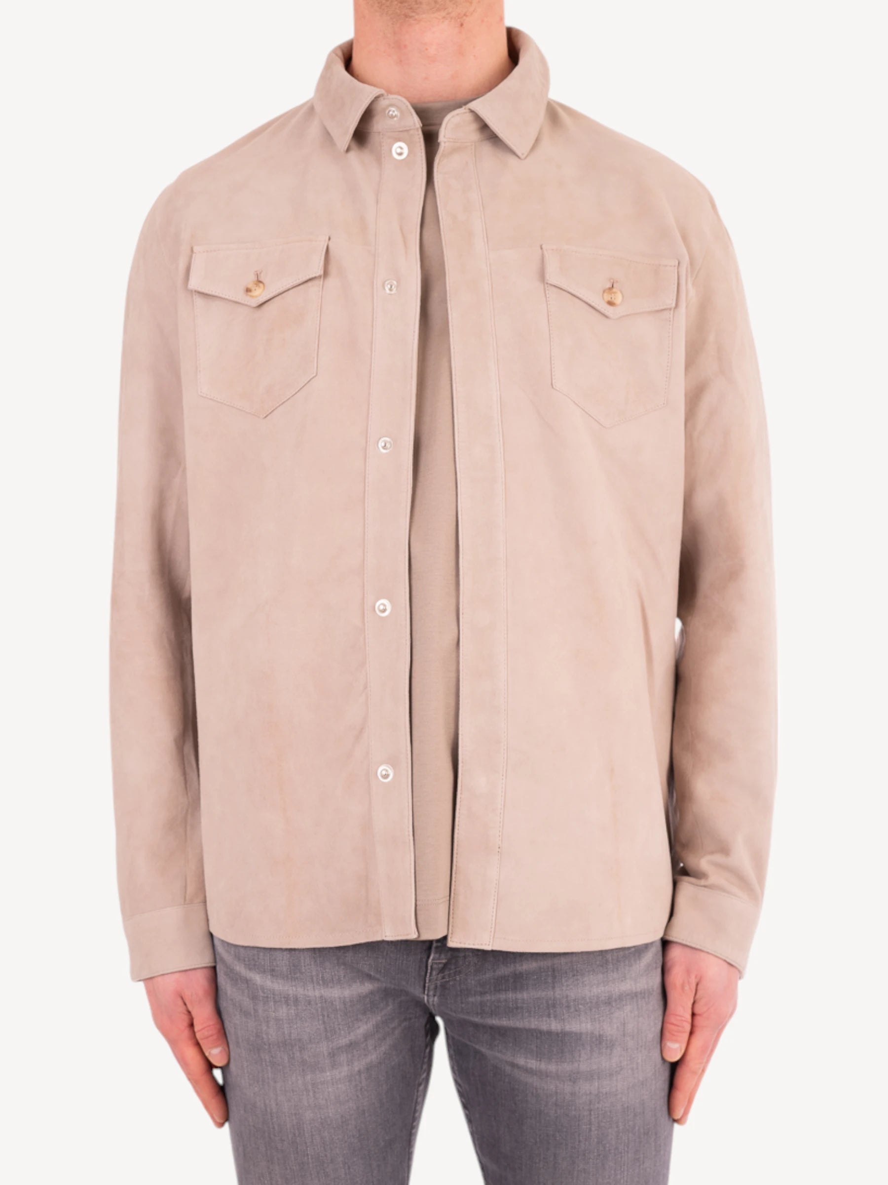 Rocco Suede Overshirt - Licht Taupe