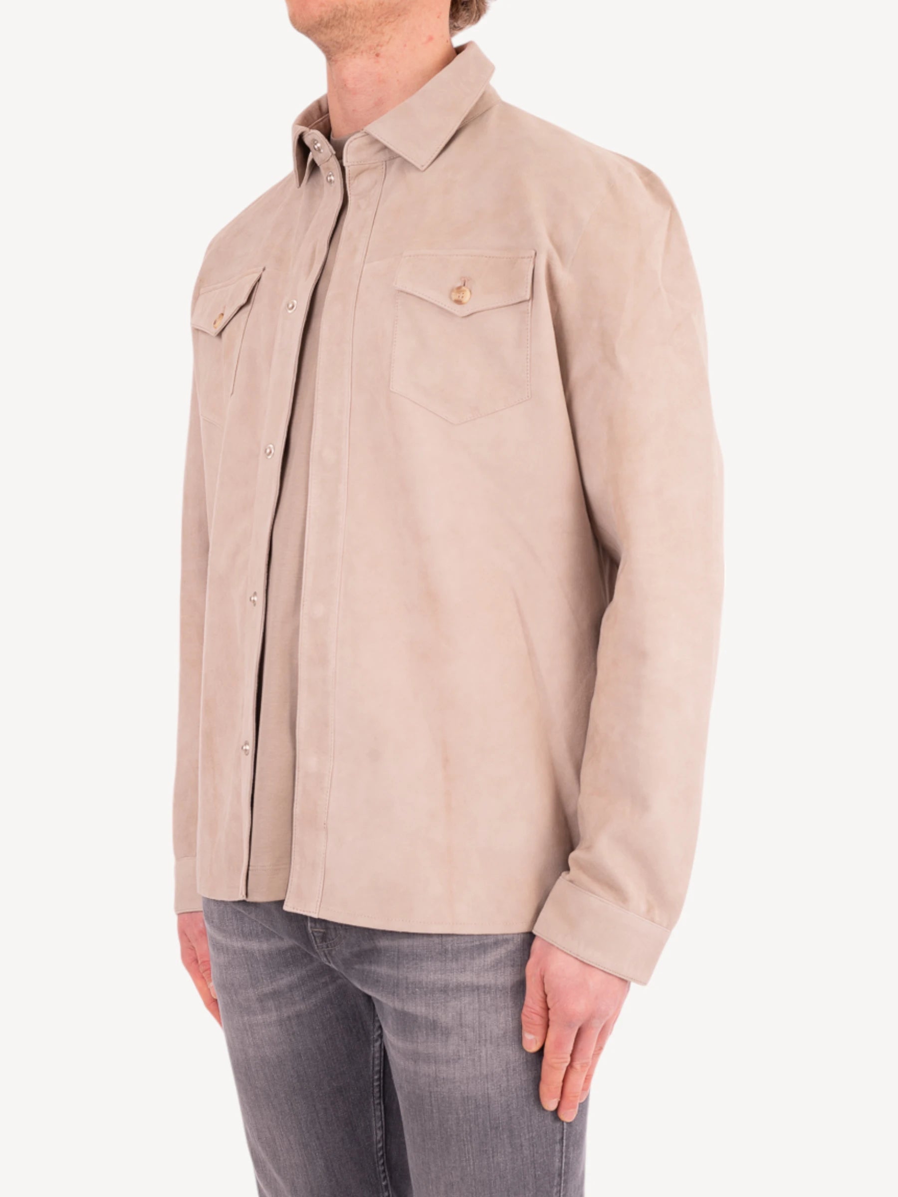 Rocco Suede Overshirt - Licht Taupe