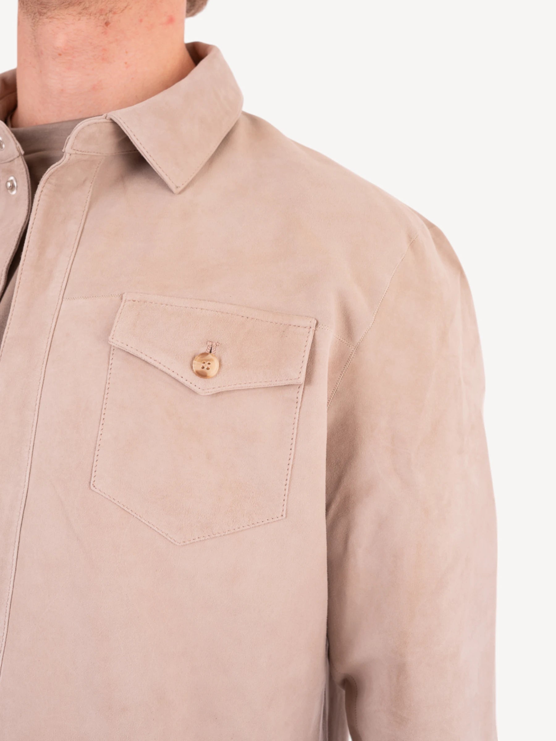 Rocco Suede Overshirt - Licht Taupe