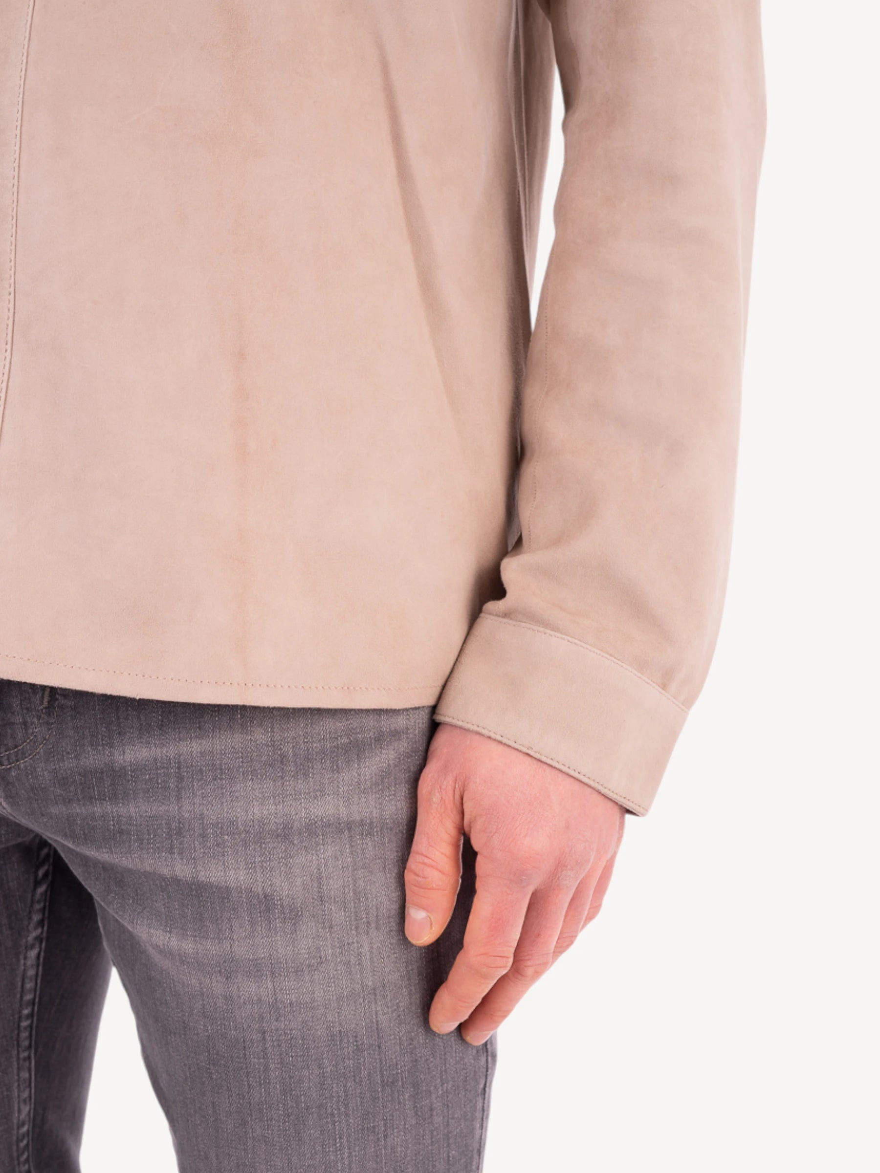 Rocco Suede Overshirt - Licht Taupe