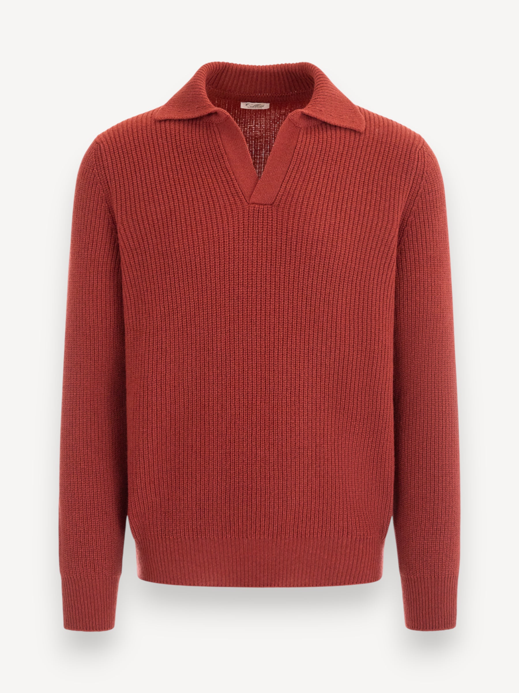 Rib Polo Sweater - Rood