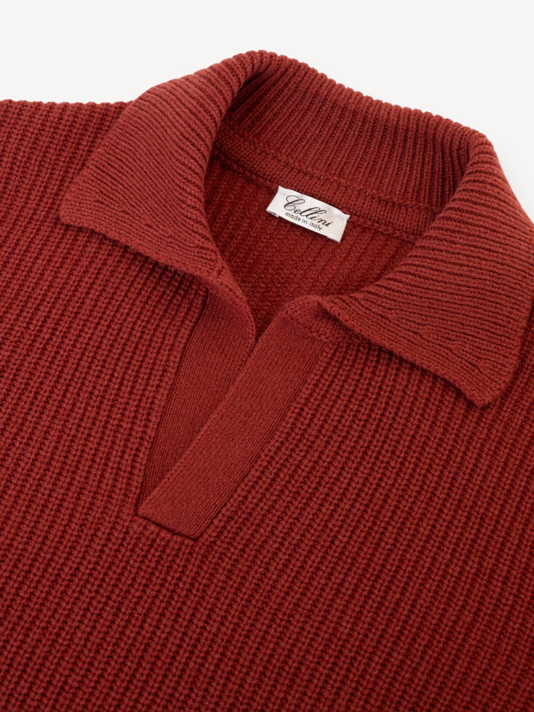 Rib Polo Sweater - Rood