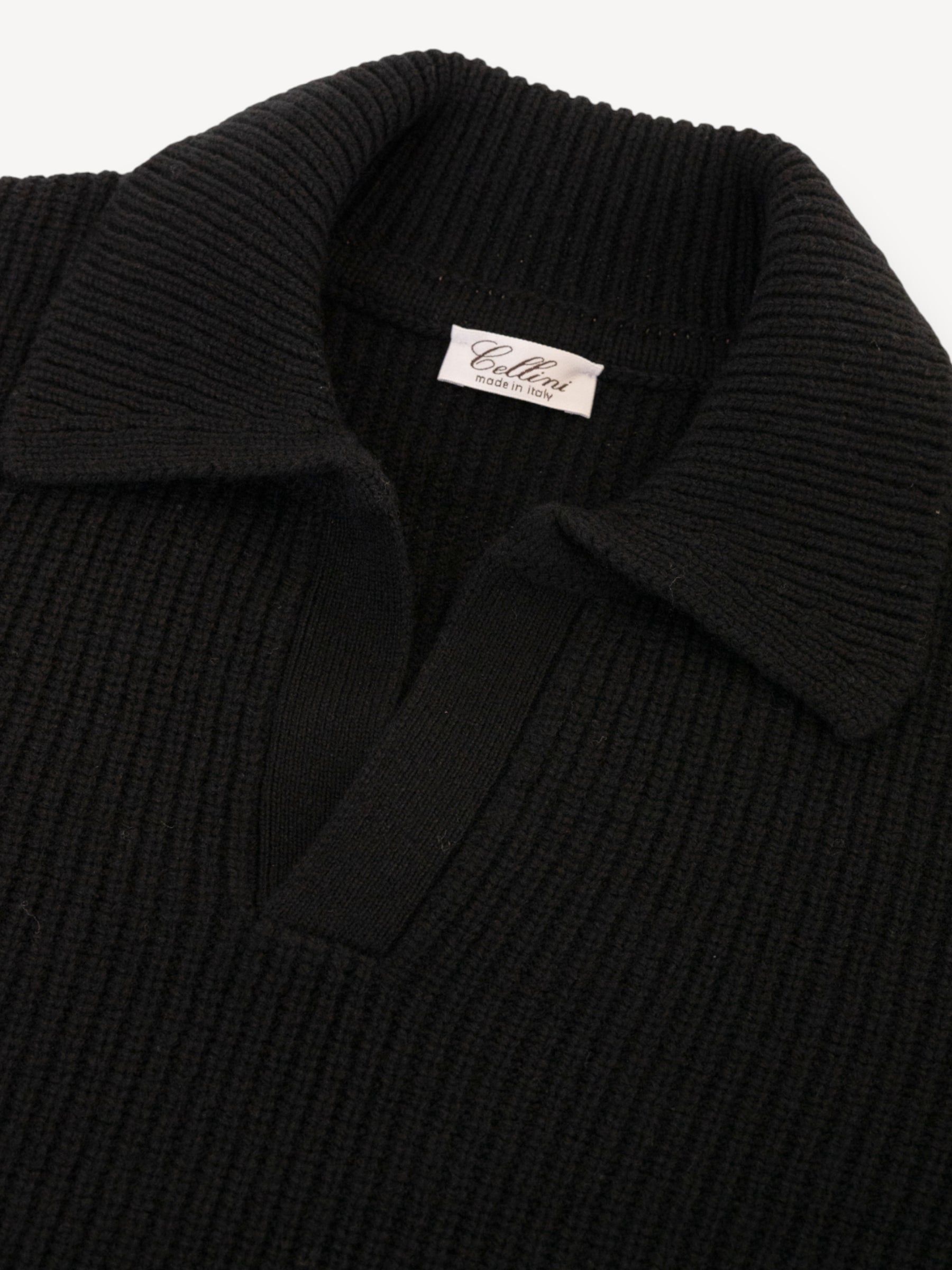 Rib Polo Sweater - Zwart
