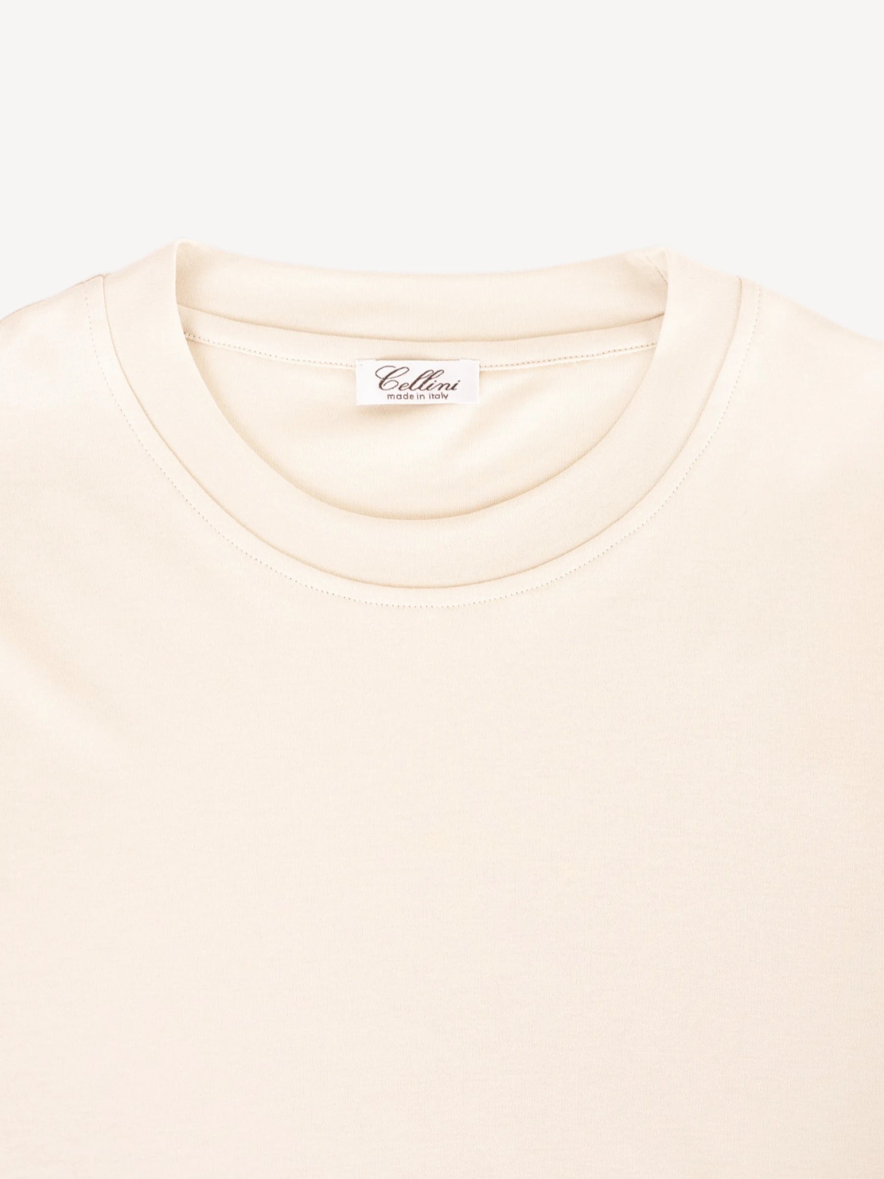 T-shirt Gemerceriseerd Katoen - Beige