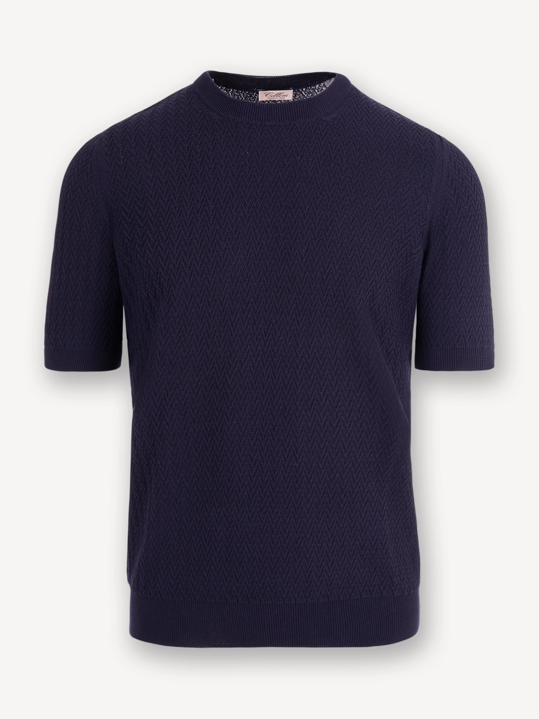 Visgraat T-Shirt - Donkerblauw