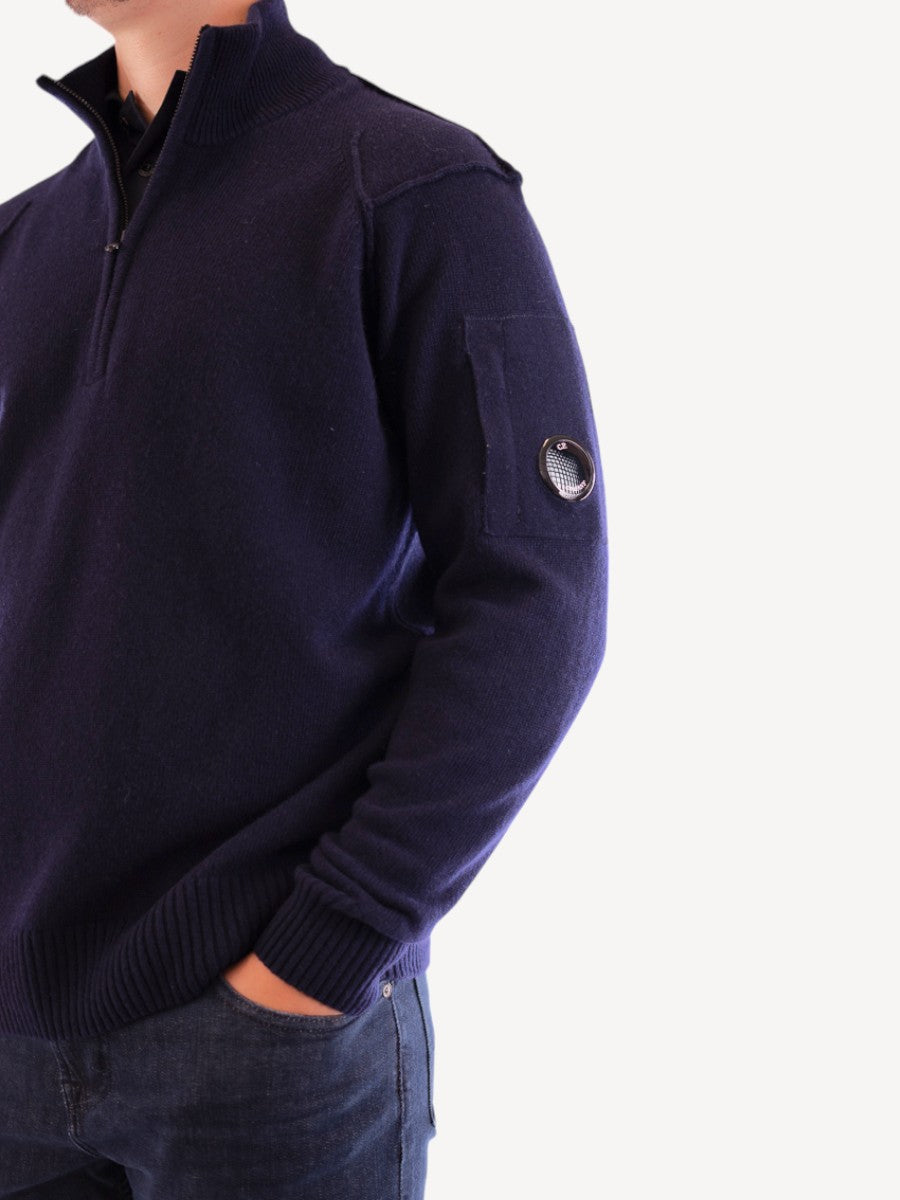 Lambswool Half Zip - Blue