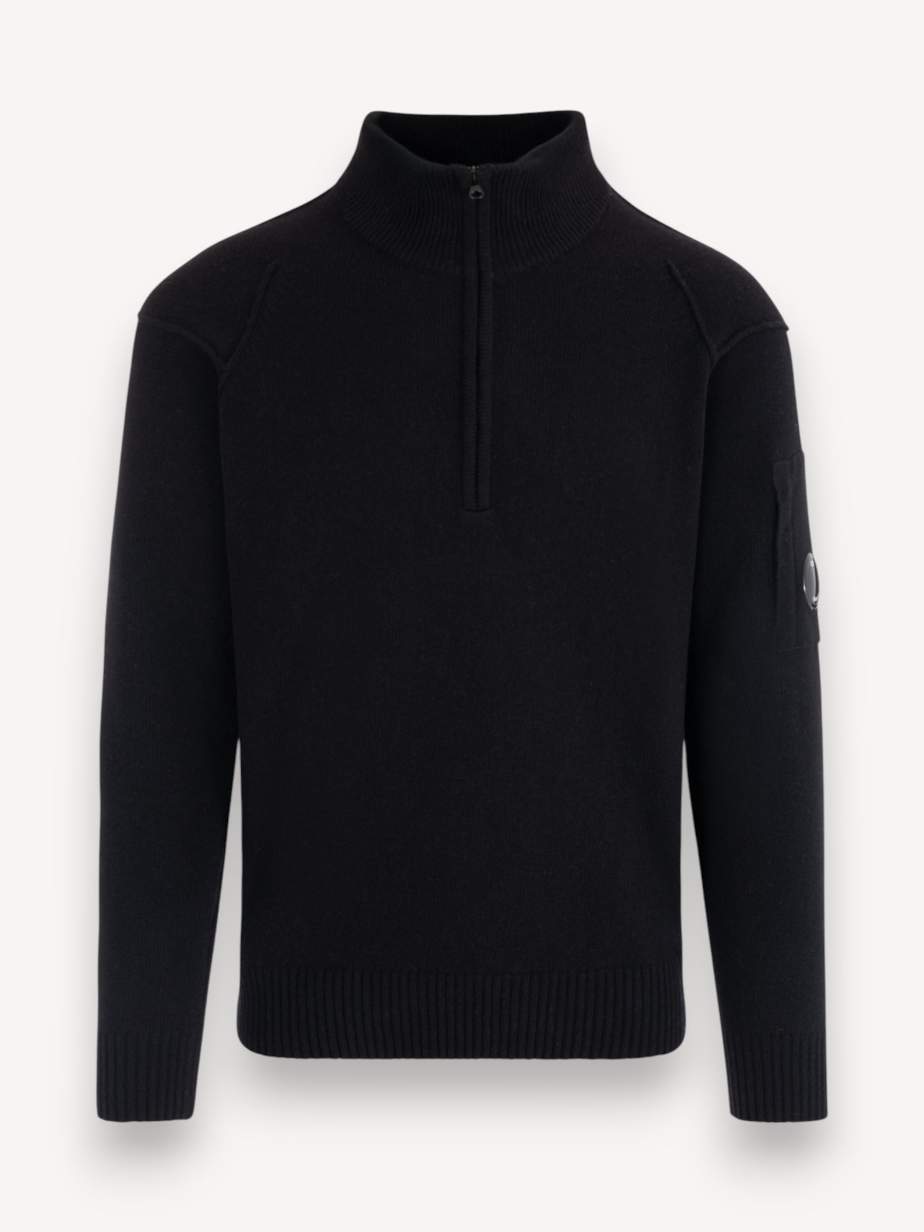 Lambswool Half-Zip Sweater - Zwart