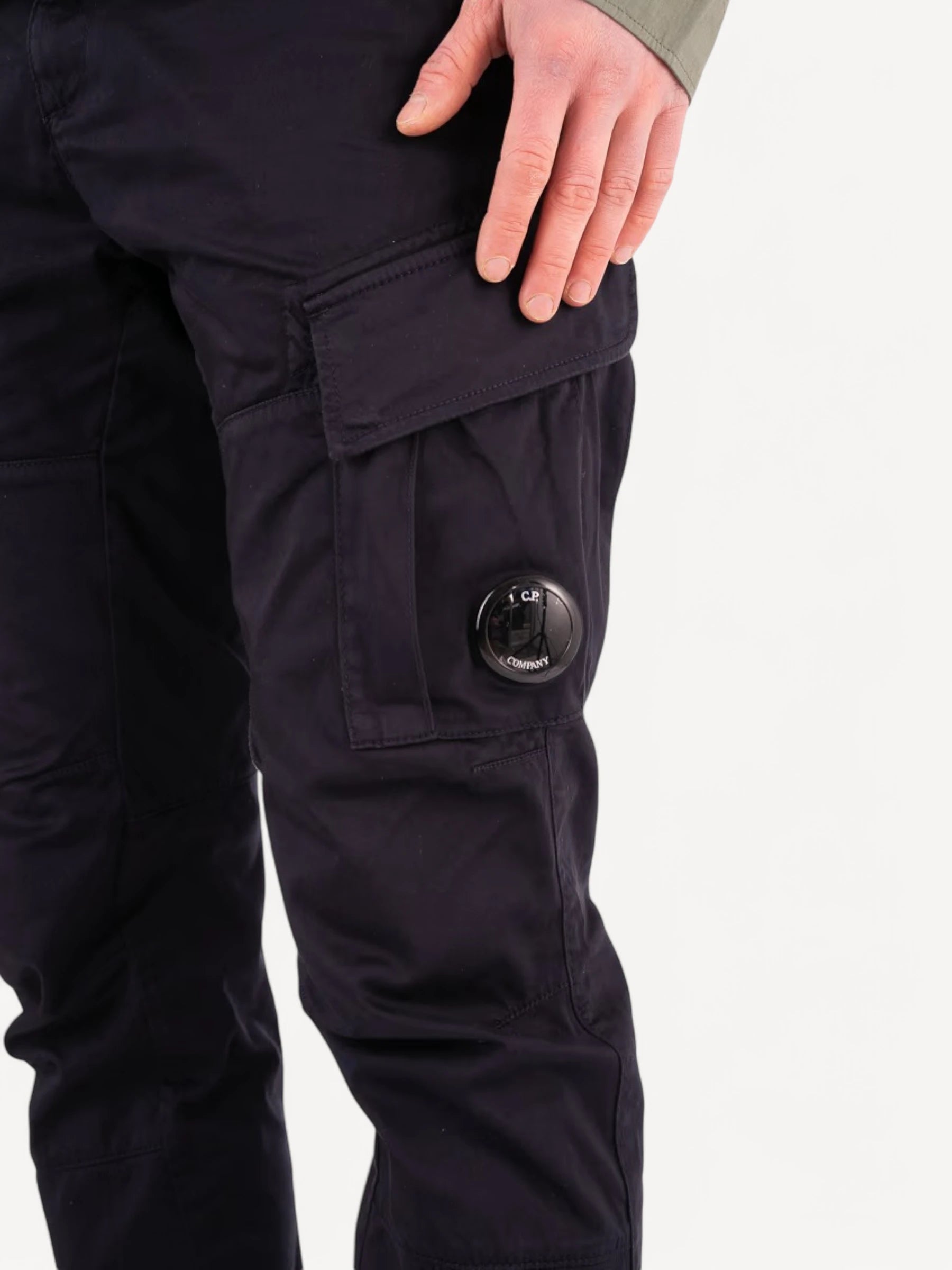 Stretch Satijn Cargo Pants - Donkerblauw