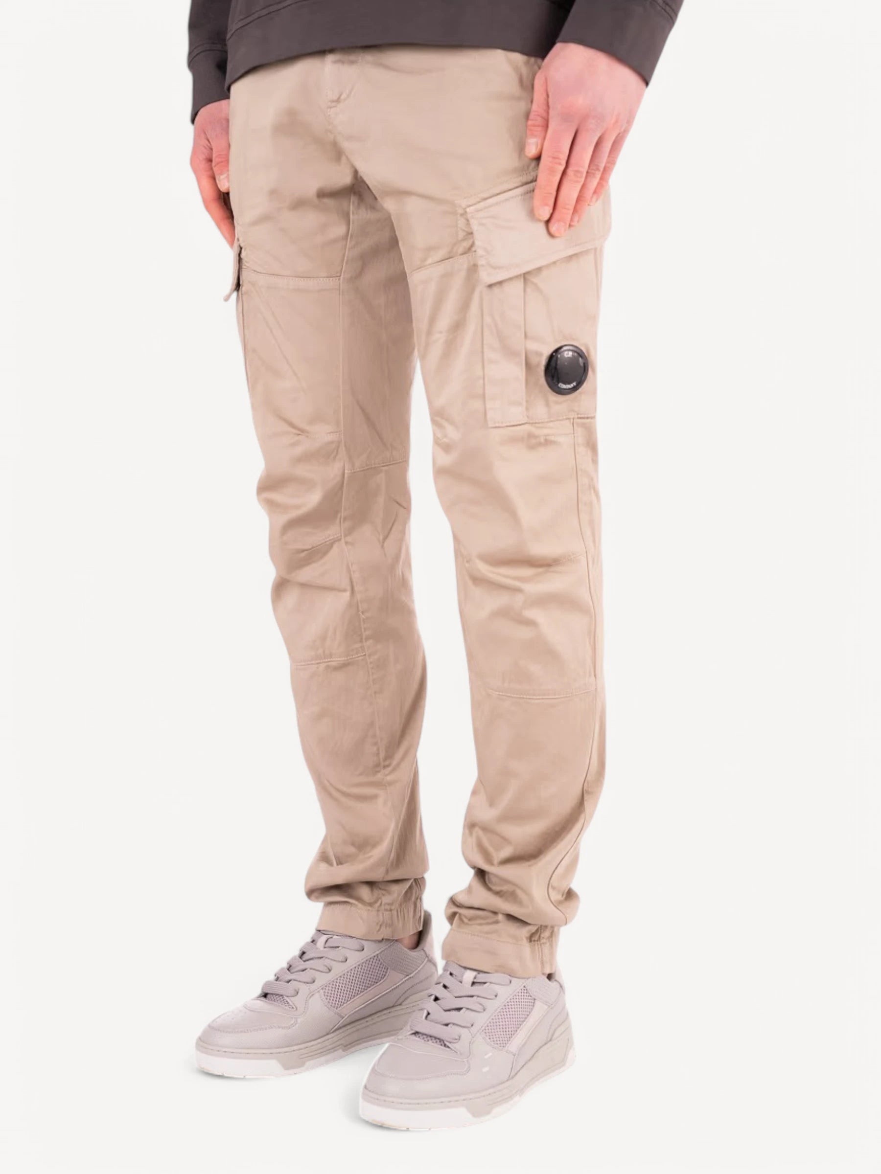 Stretch Satijn Cargo Pants - Beige