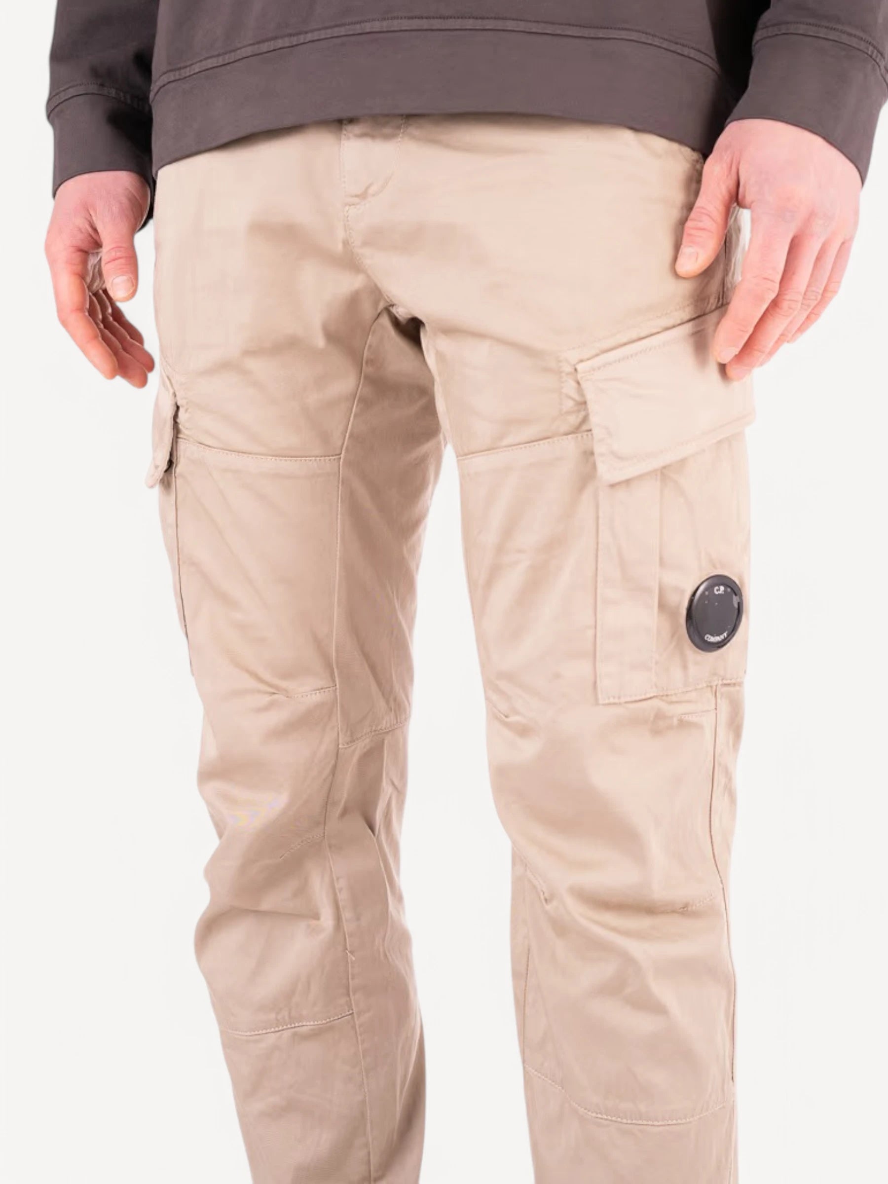 Stretch Satijn Cargo Pants - Beige