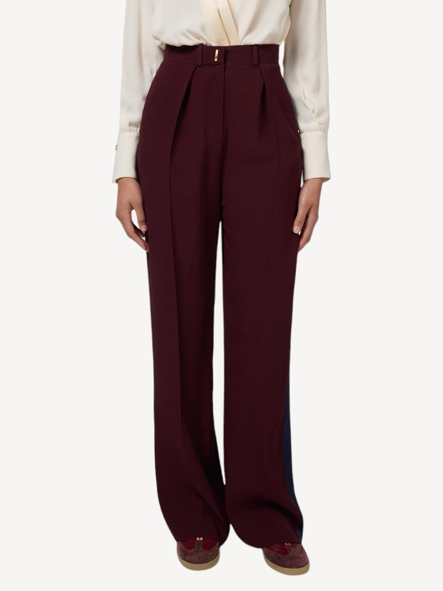 Straight Trousers with Band - Bordeaux