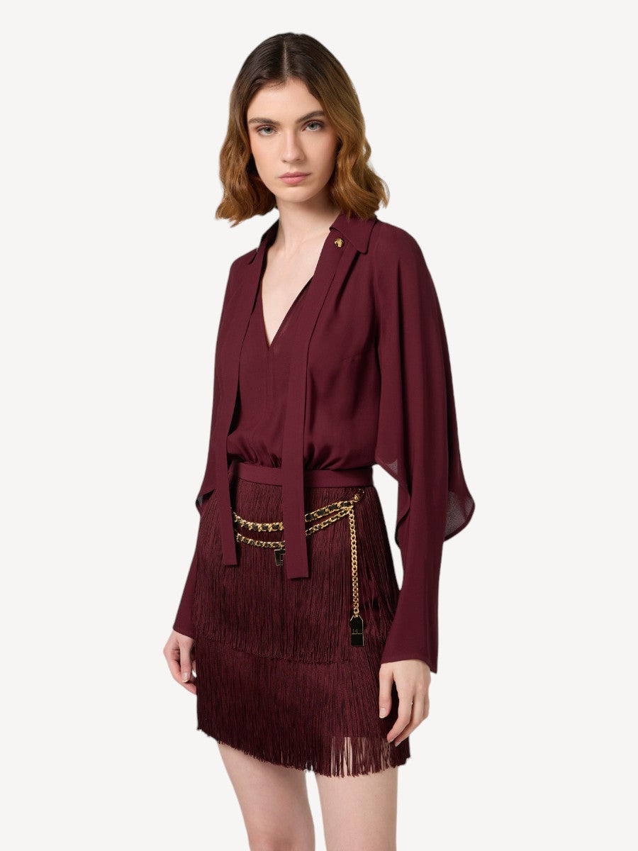 Mini Dress with Shirt - Bordeaux