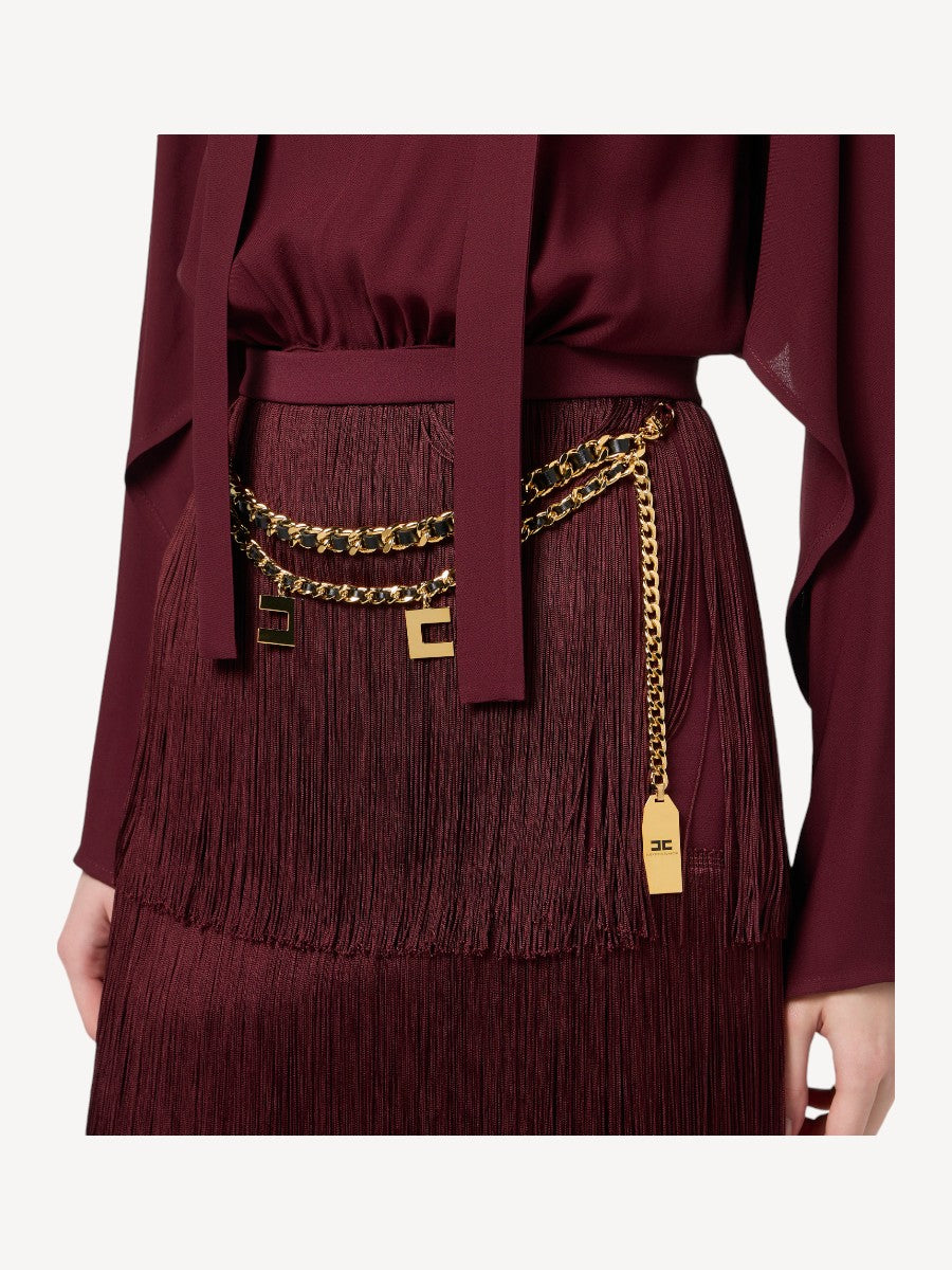 Mini Dress with Shirt - Bordeaux