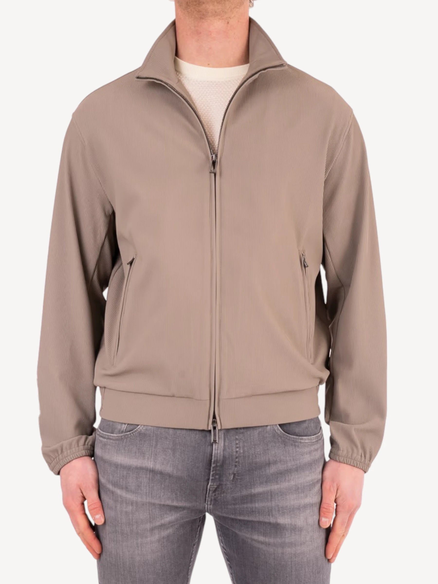 Canneté-Effect Jacket - Taupe