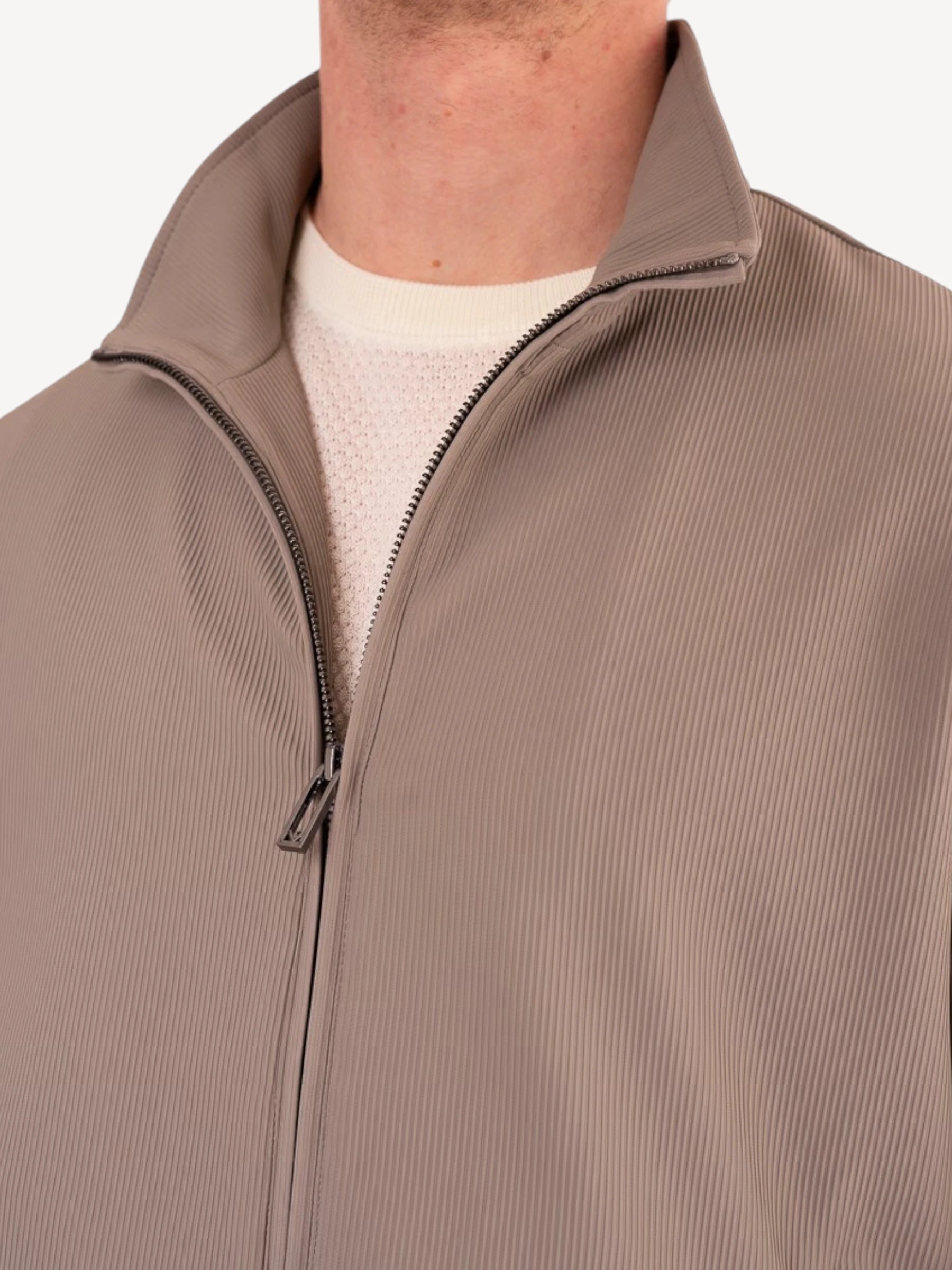 Canneté-Effect Jacket - Taupe