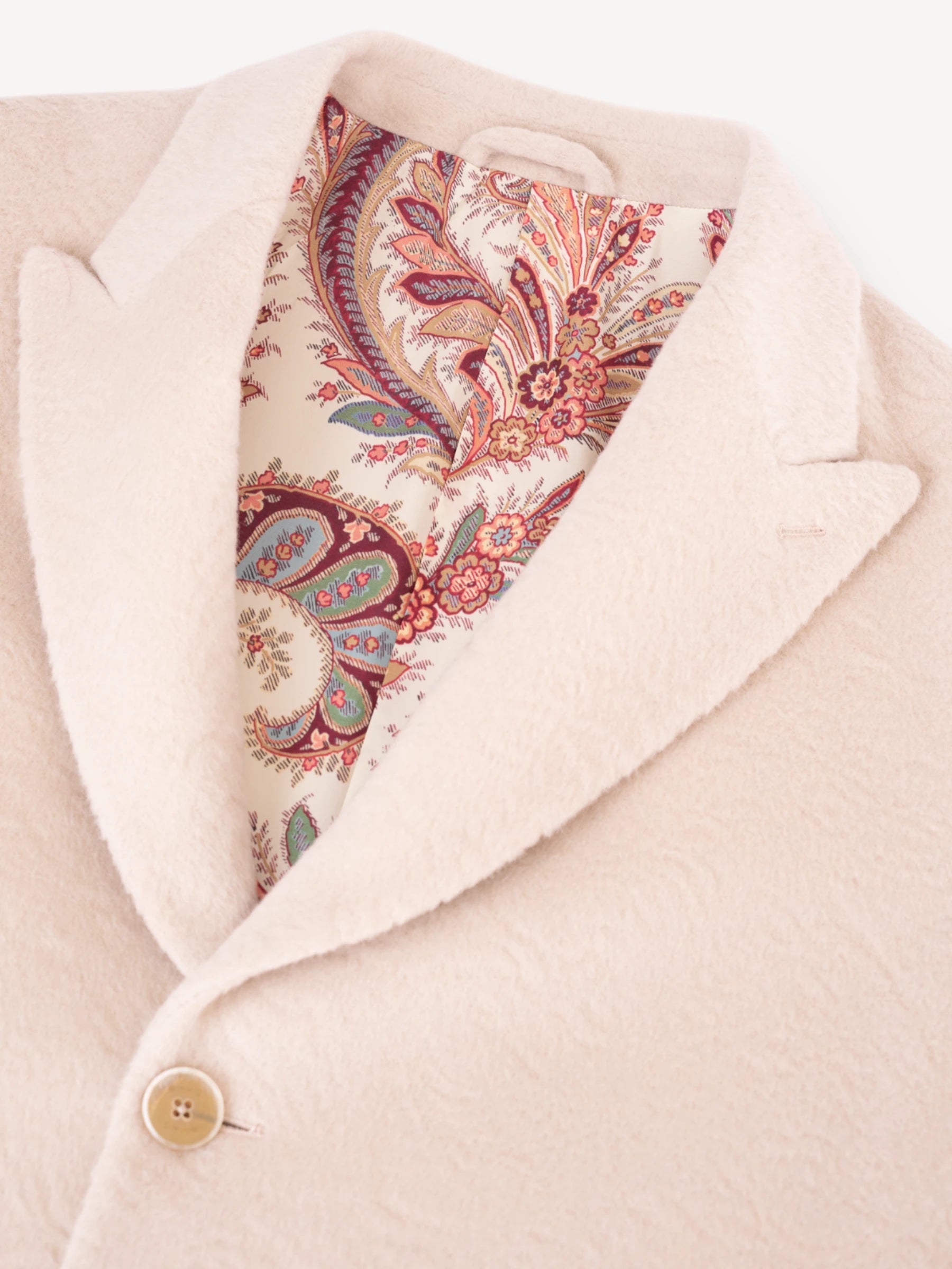 Wool Blend Jacquard Coat - Ecru