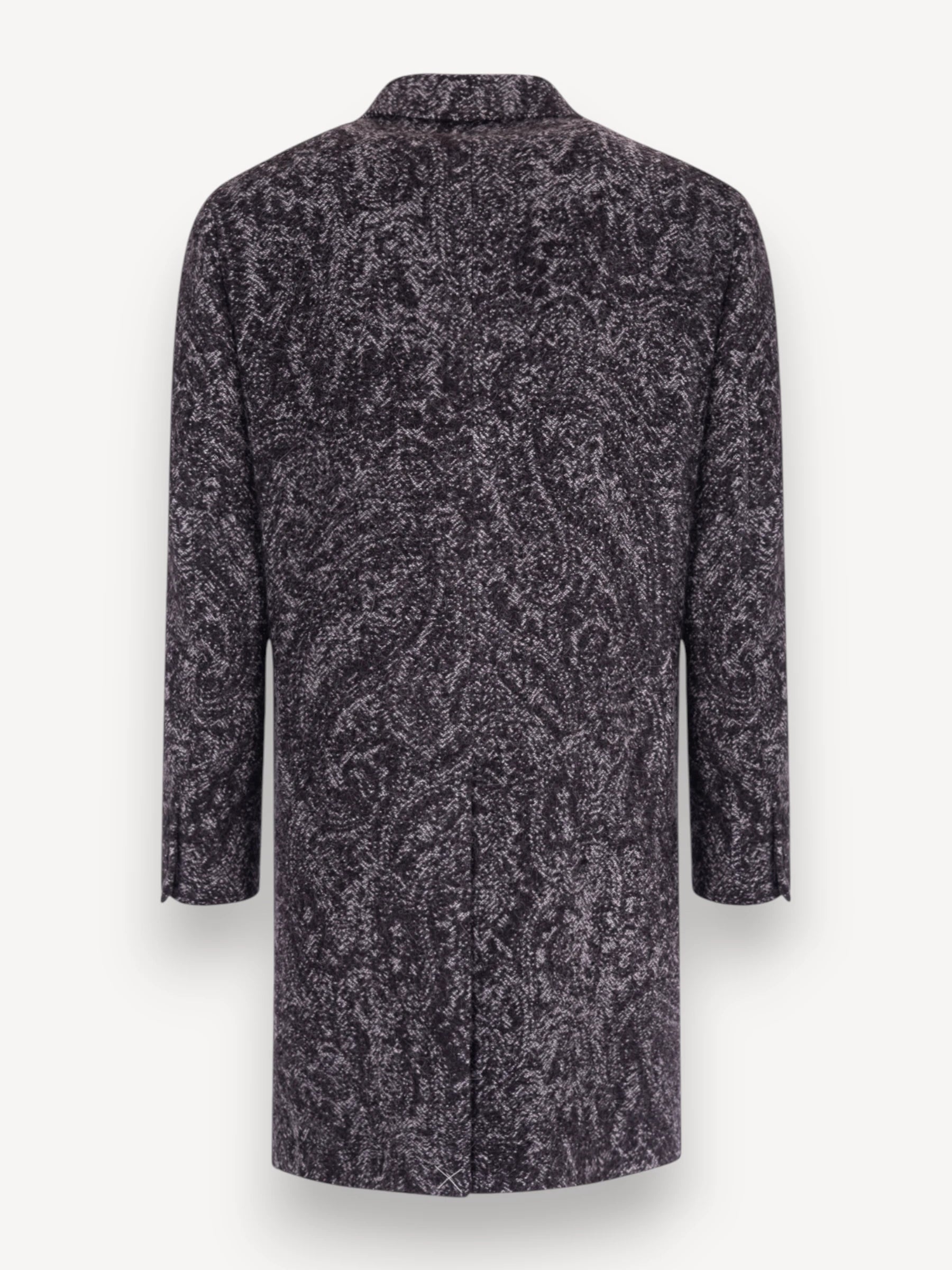 Wool Blend Paisley Coat - Zwart