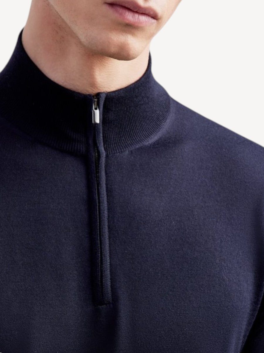 Merino Wool Halfzip - Dark Blue