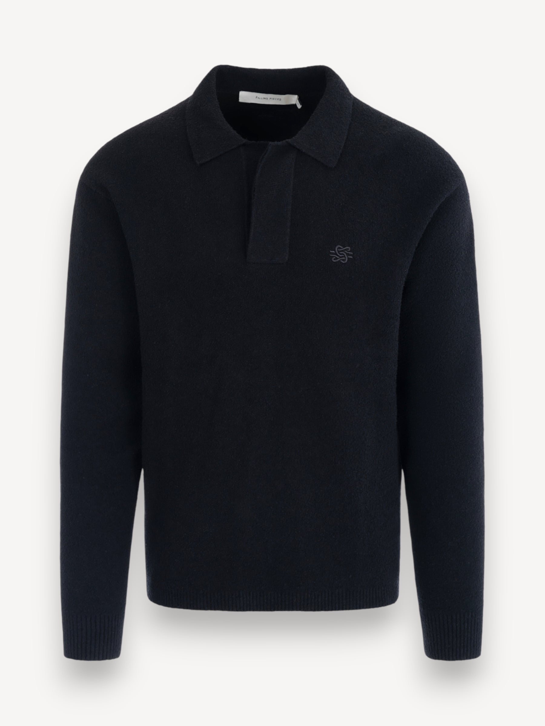 Boucle Polo Knit - Zwart