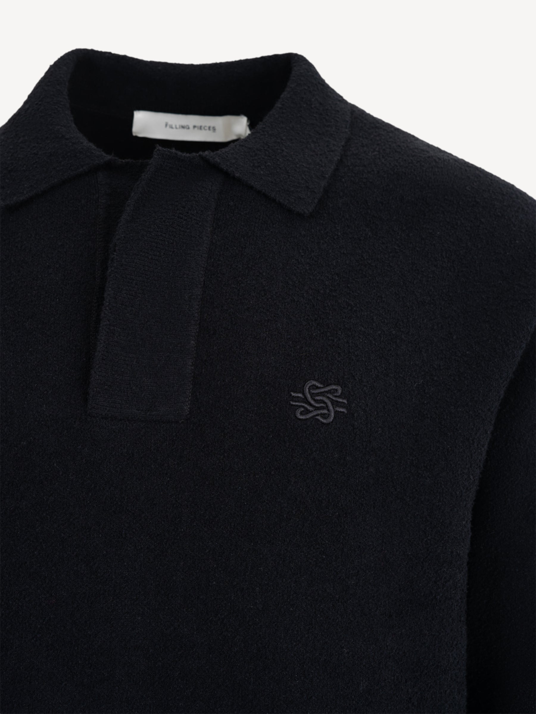 Boucle Polo Knit - Zwart