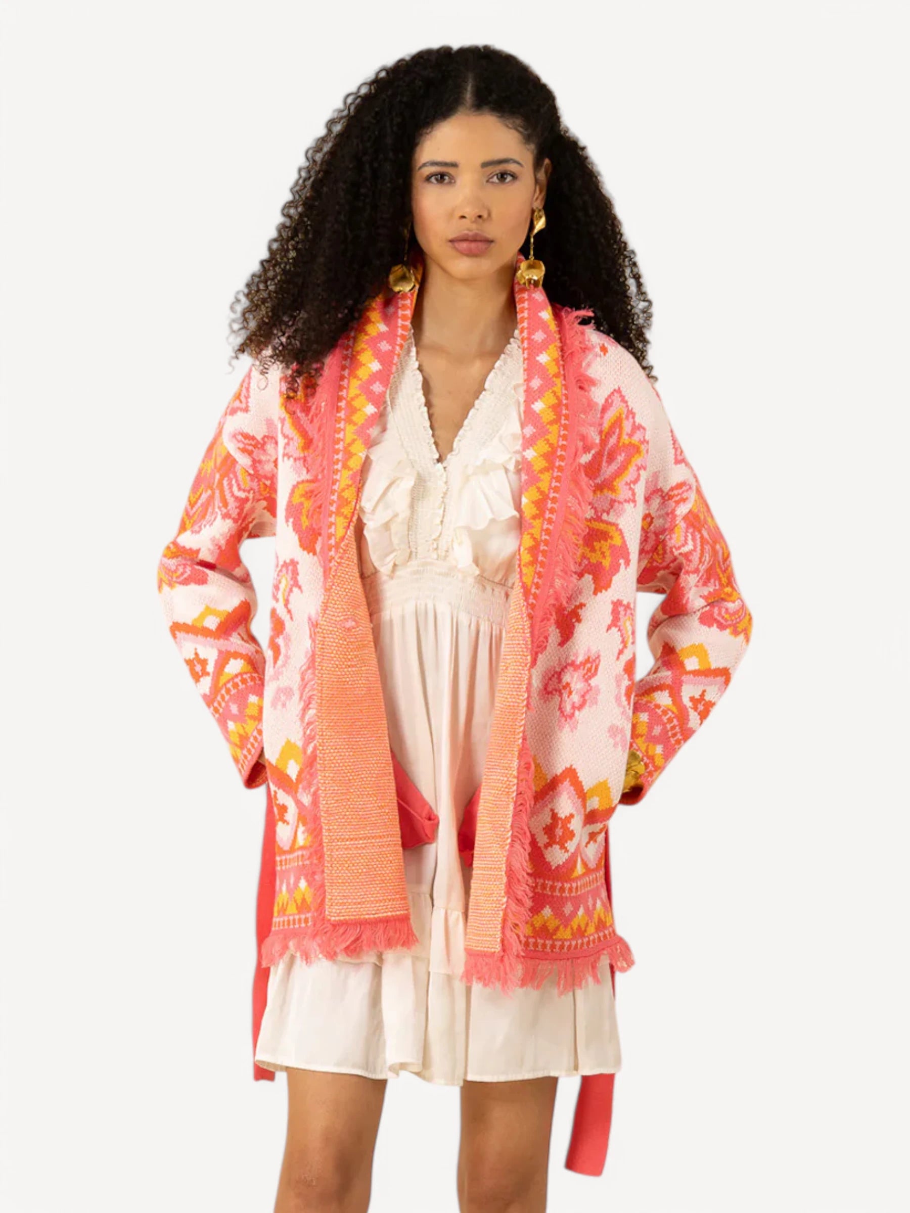 Kendra Jacquard Cardigan - Roze