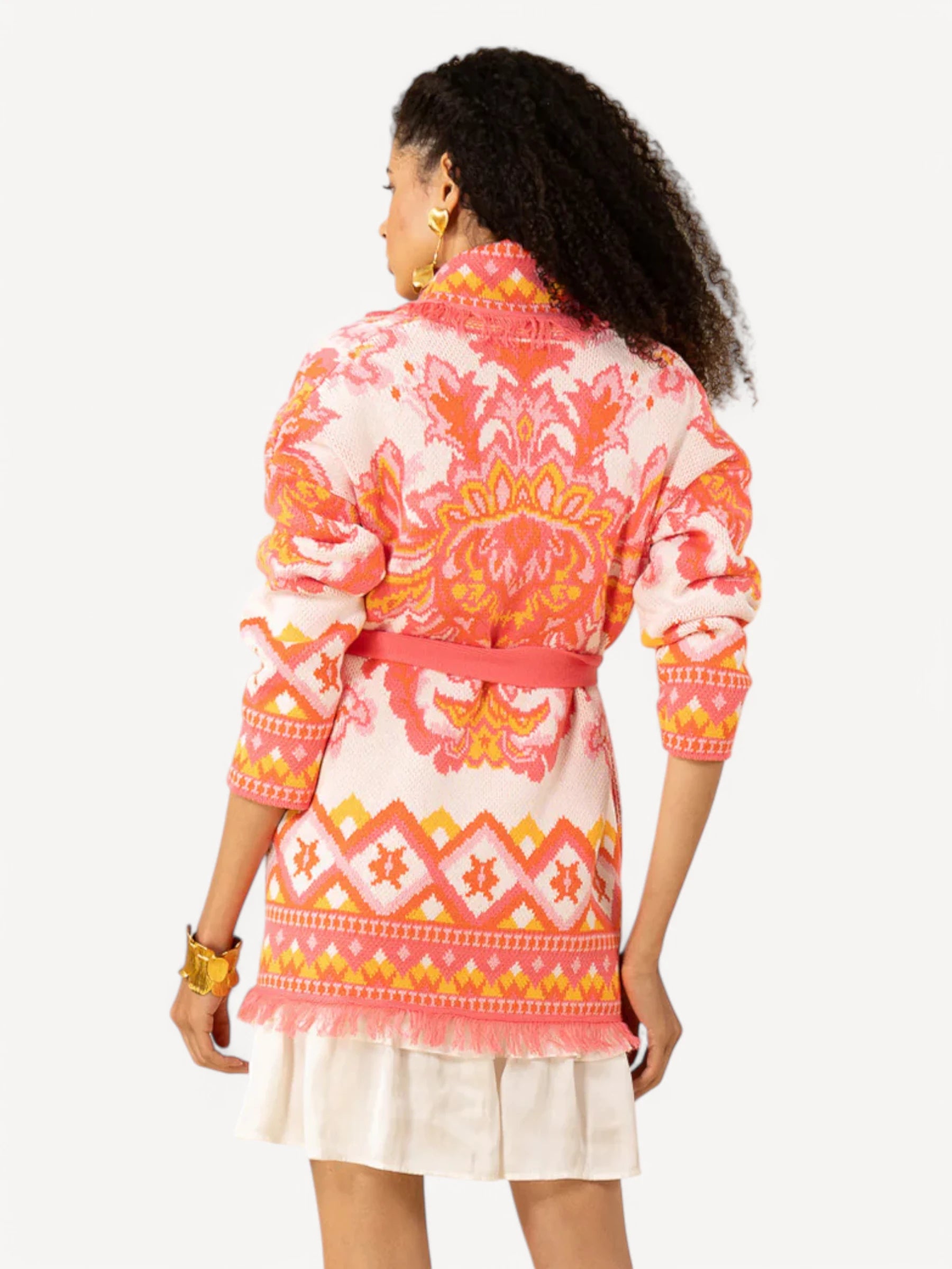 Kendra Jacquard Cardigan - Roze