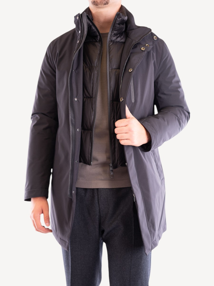 Down Overcoat - Black