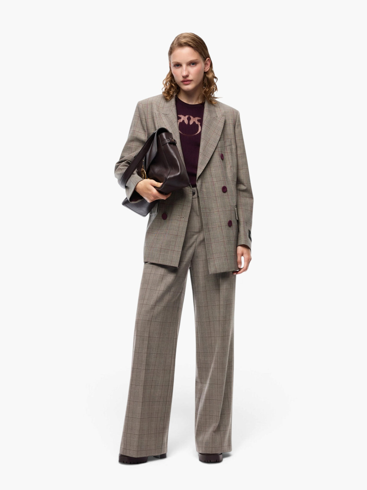 PINKO pantalon - Beige geruit